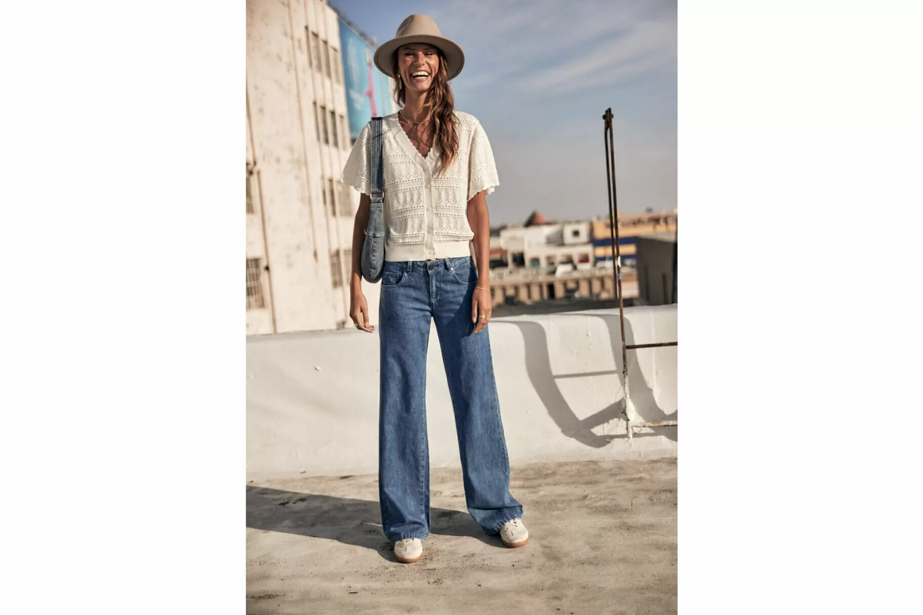 Freeman T Porter Agatha Denim Wide Leg Jeans Woman, Manzana Med Sale