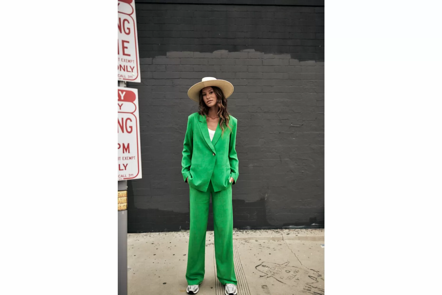 Freeman T Porter Agatha Plain Linen Wide-Leg Pants Woman, Jolly Green Store