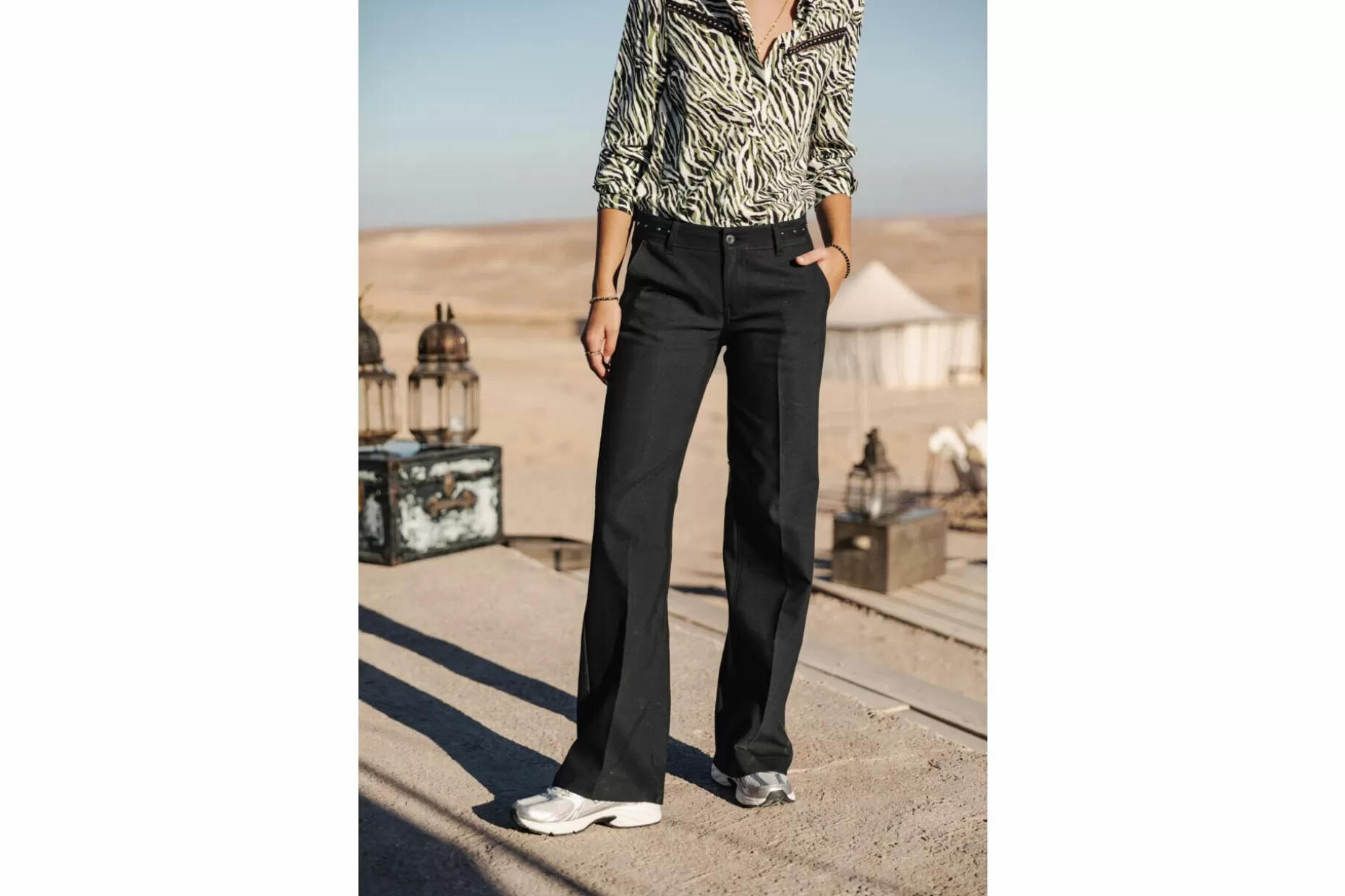 Freeman T Porter Agatha Polyneo Wide-Leg Pants Woman, Black Outlet