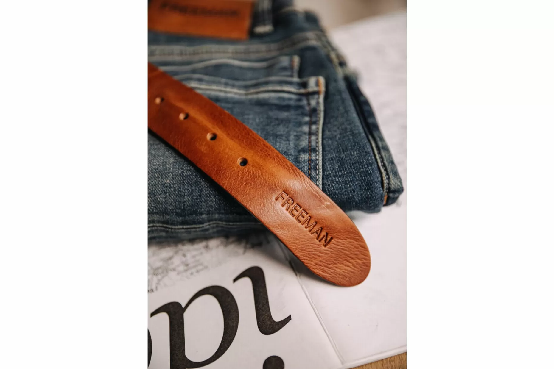 Freeman T Porter Agust Leather Belt Man, Cognac Clearance