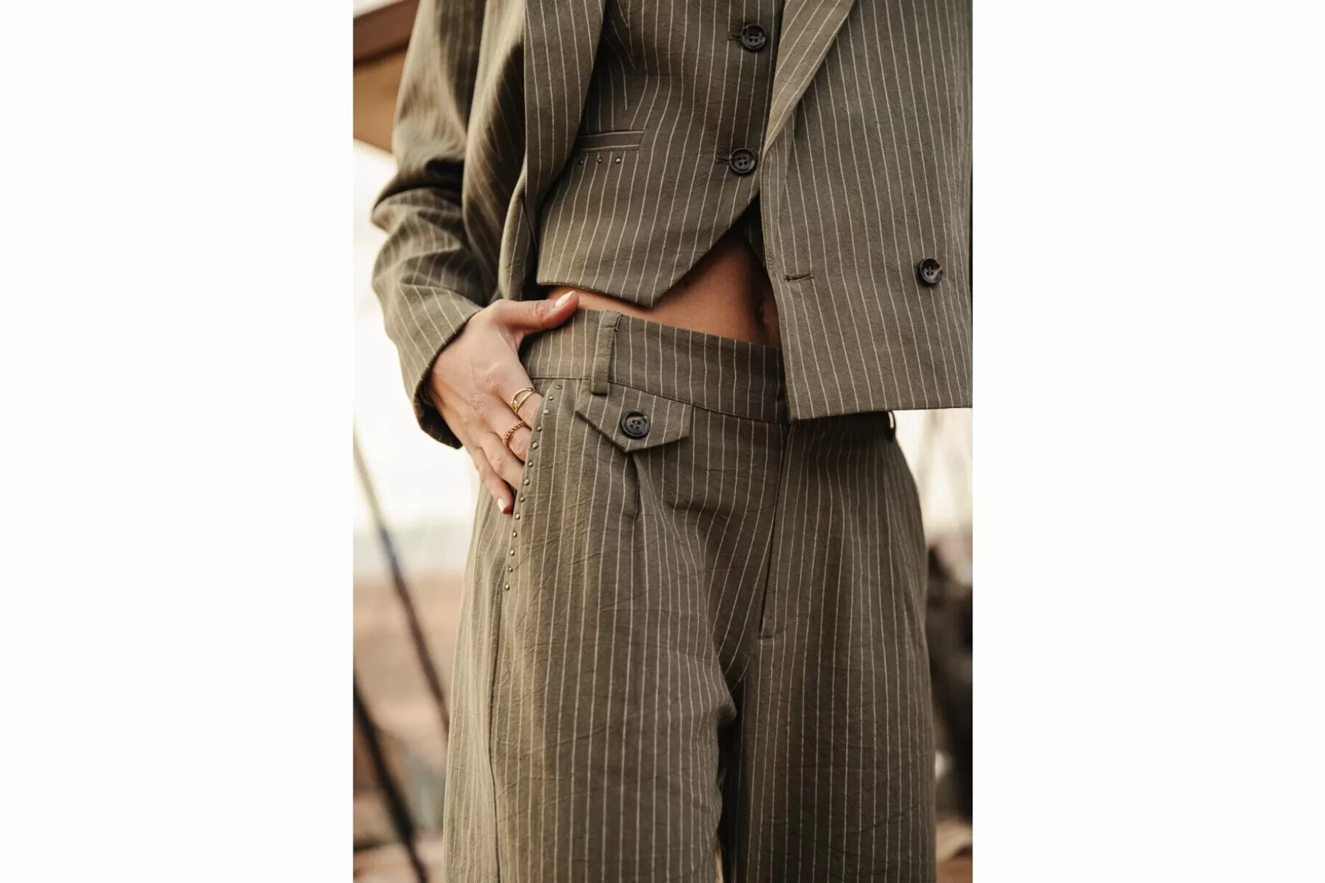 Freeman T Porter Alba Corsaire High-Waist Pants Woman, Olivine Outlet