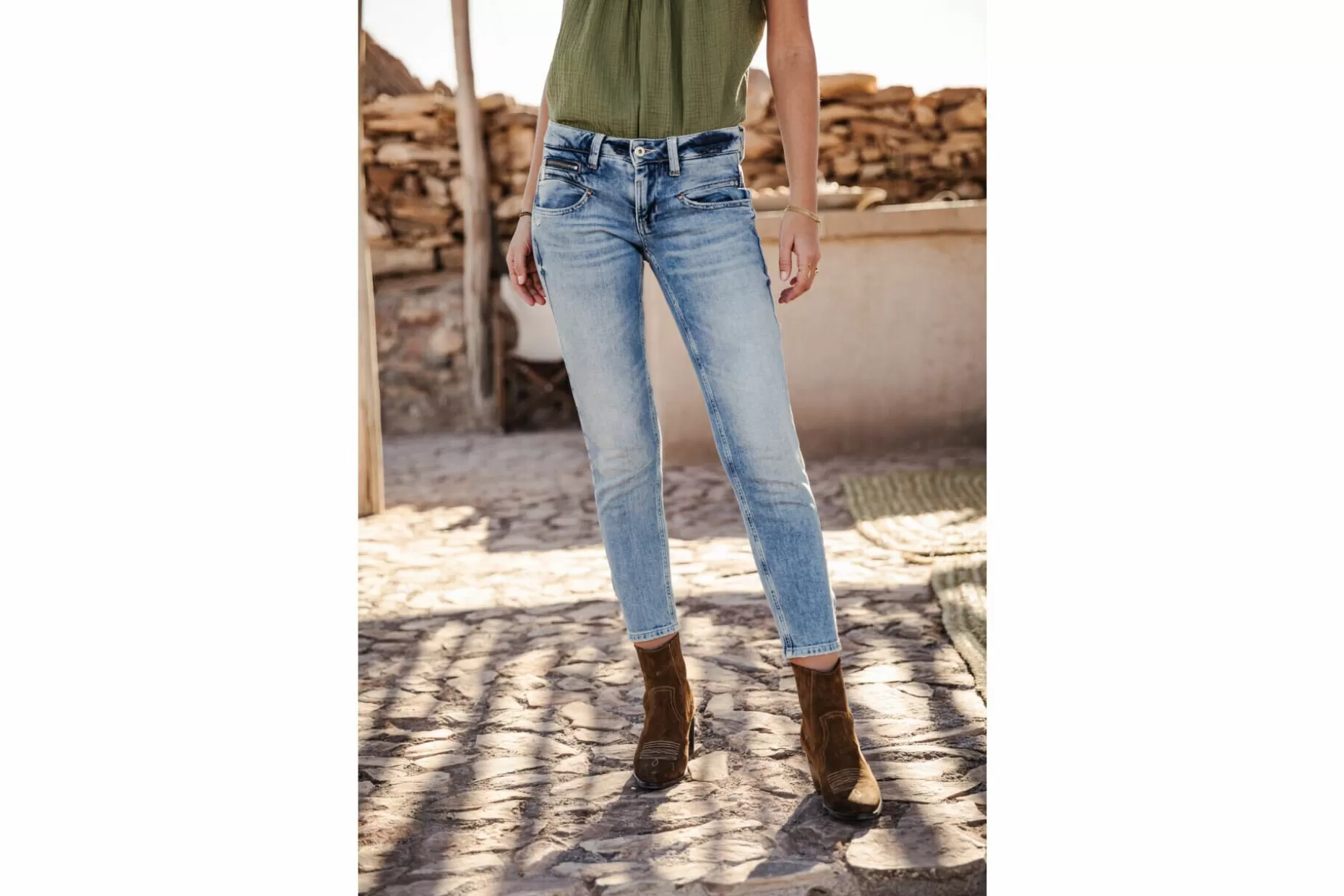 Freeman T Porter Alexa Cropped Skinny Jeans Woman, Palermo Med Fashion