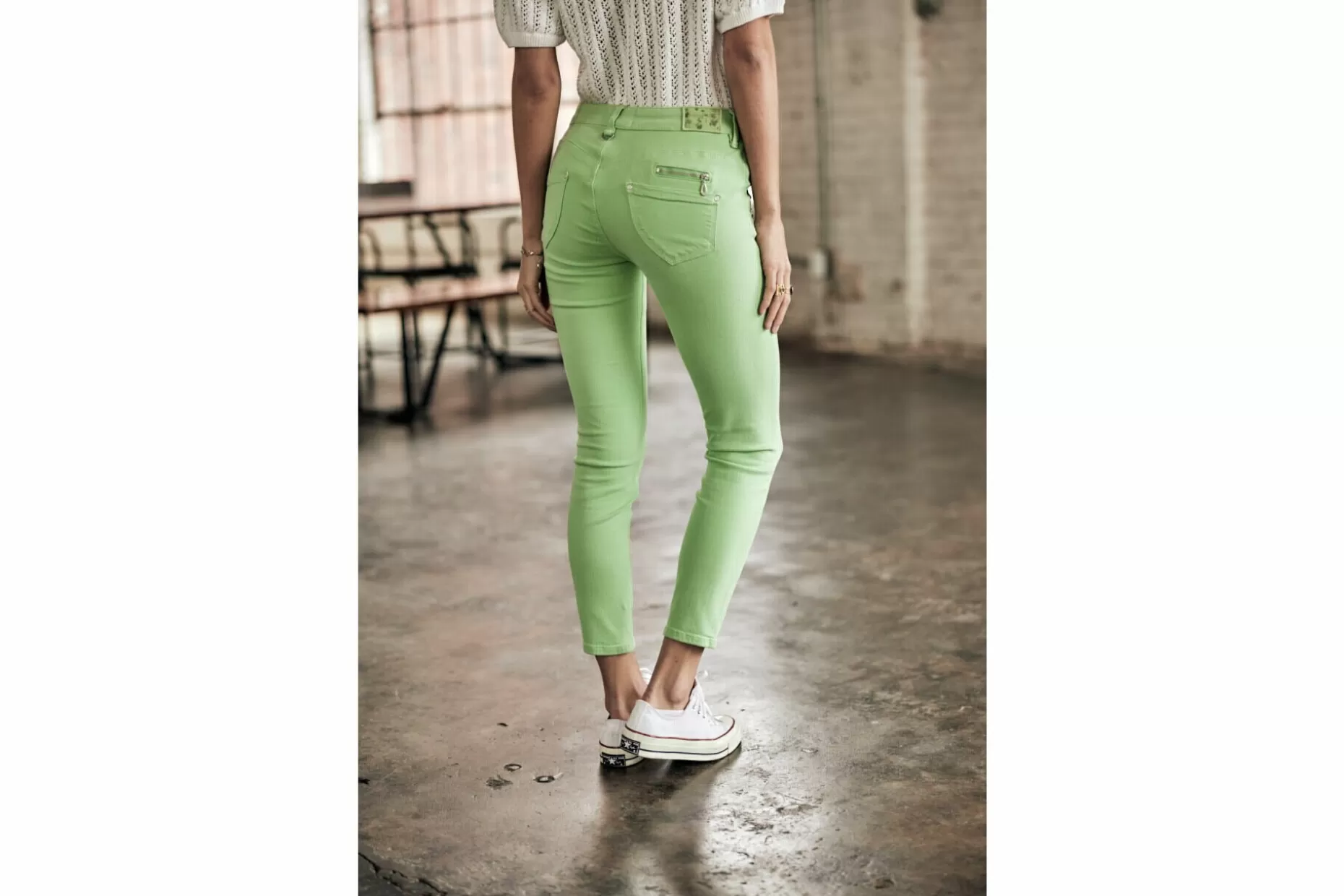 Freeman T Porter Alexa Cropped New Magic Color Colored Pants Woman, Quiet Green Store