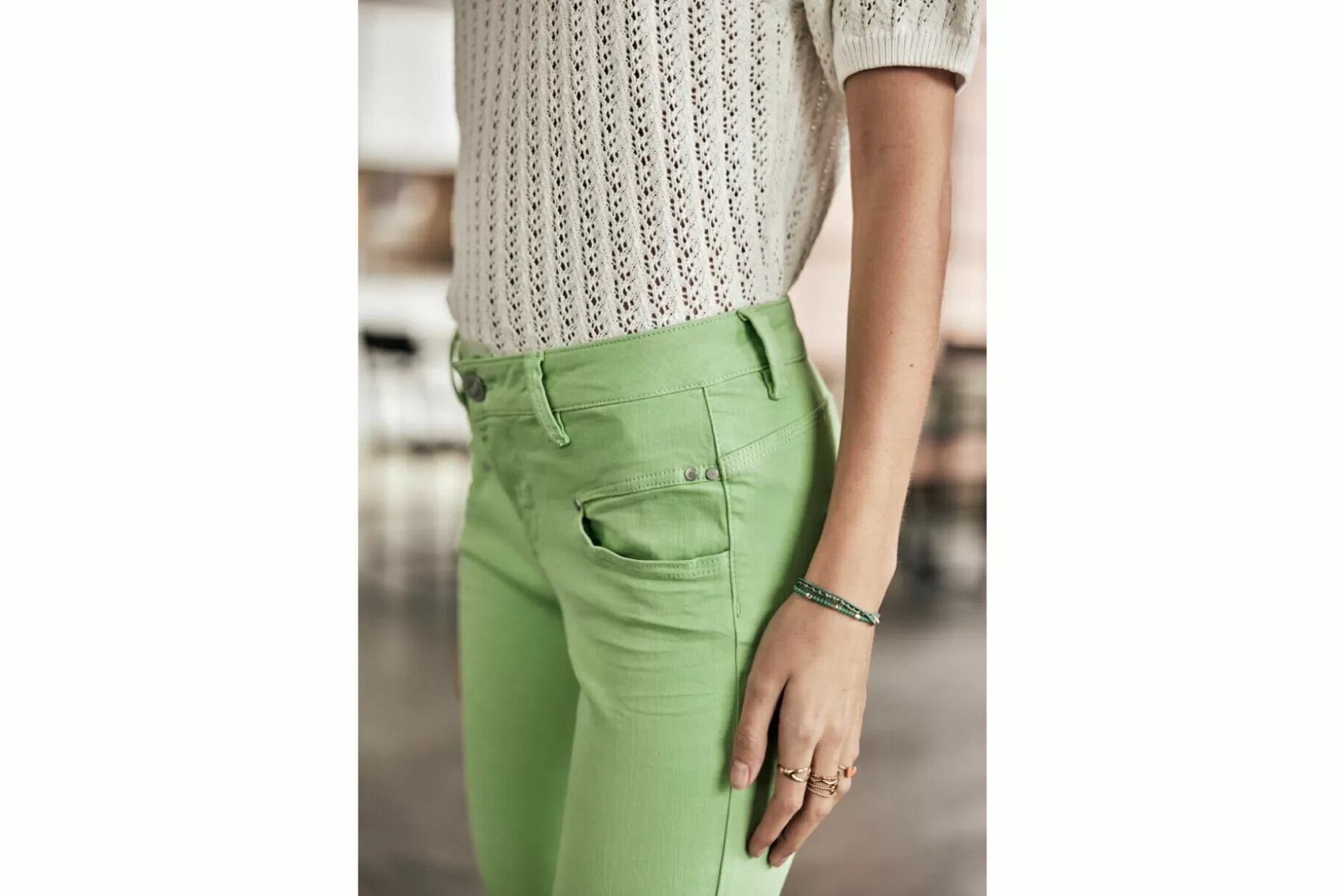 Freeman T Porter Alexa Cropped New Magic Color Colored Pants Woman, Quiet Green Store