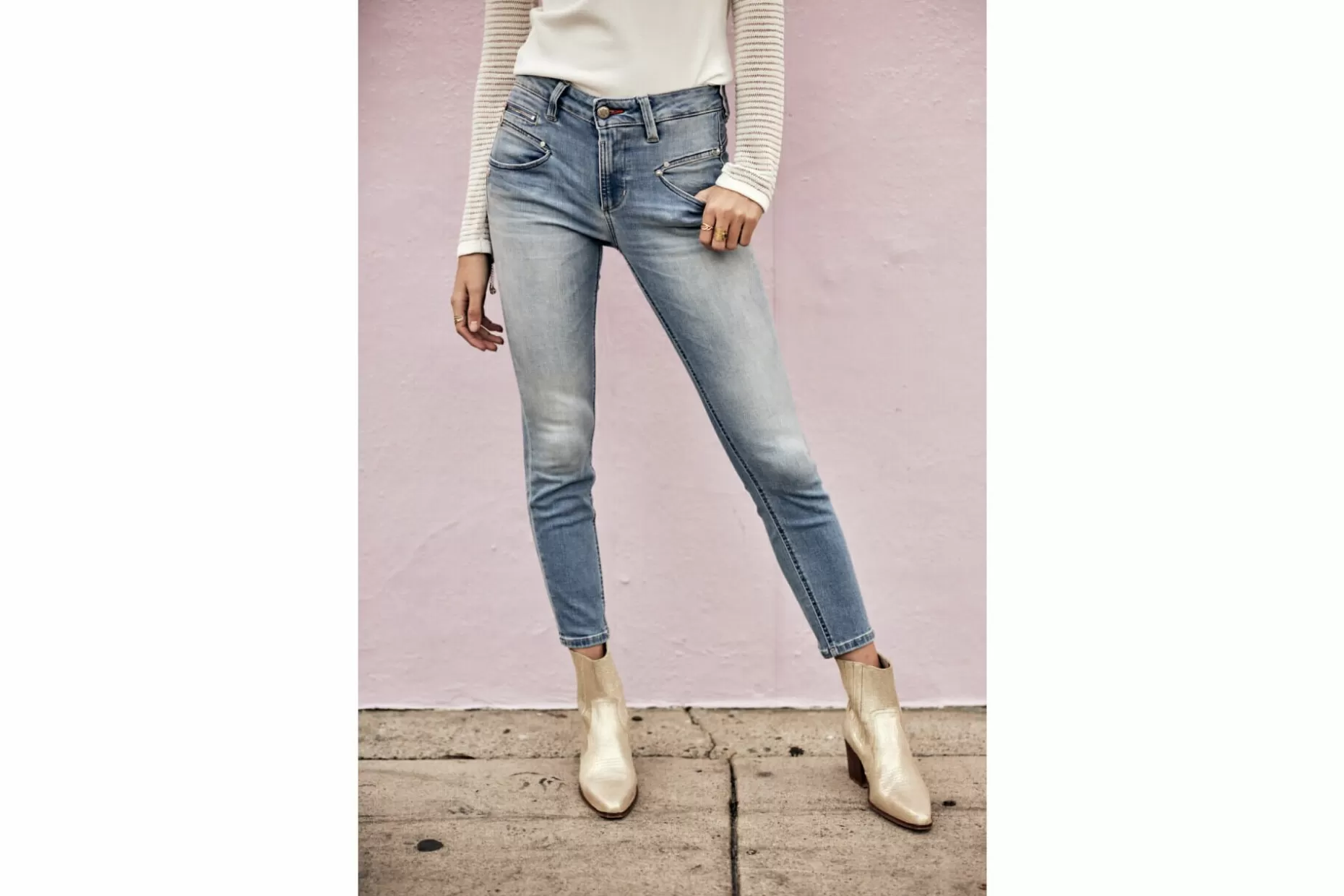 Freeman T Porter Alexa High Waist Cropped Skinny Jeans Woman, Saopolo Light Best Sale