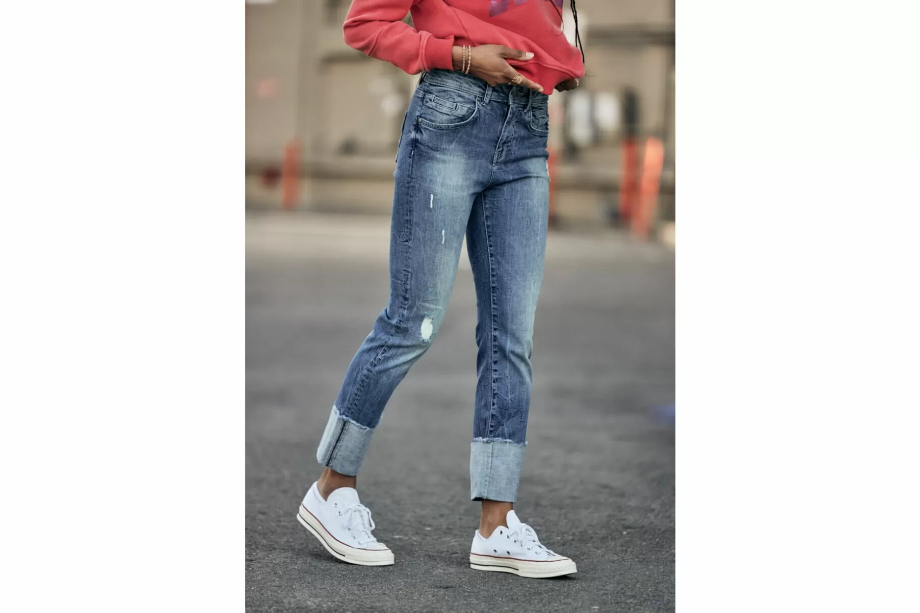 Freeman T Porter Angely Cuffed Bottom Jeans Woman, Muchacho Clearance