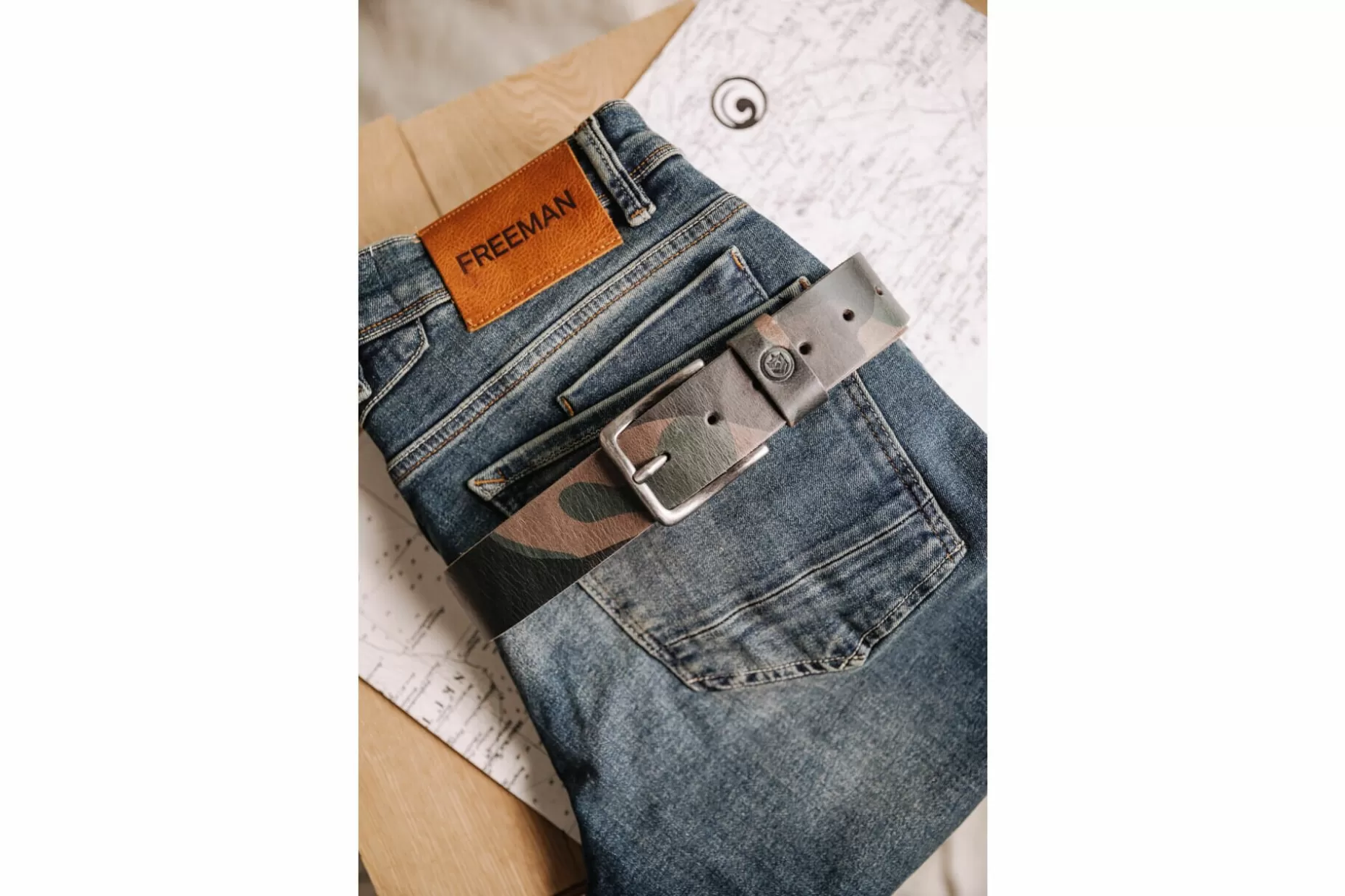Freeman T Porter Anicee Leather Belt Man, Camo Flash Sale