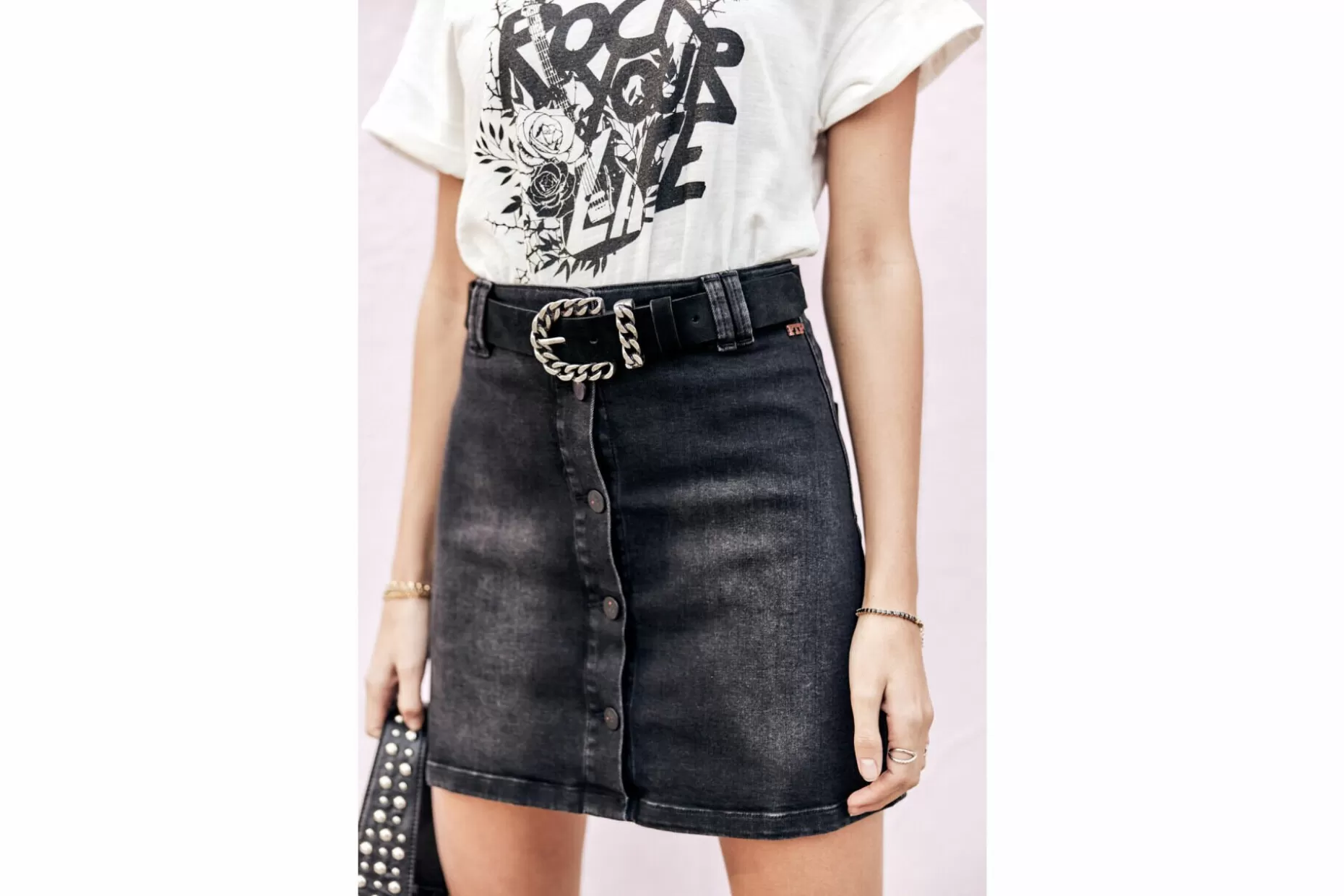 Freeman T Porter Azalie Short Denim Skirt Woman, Bosilla Cheap