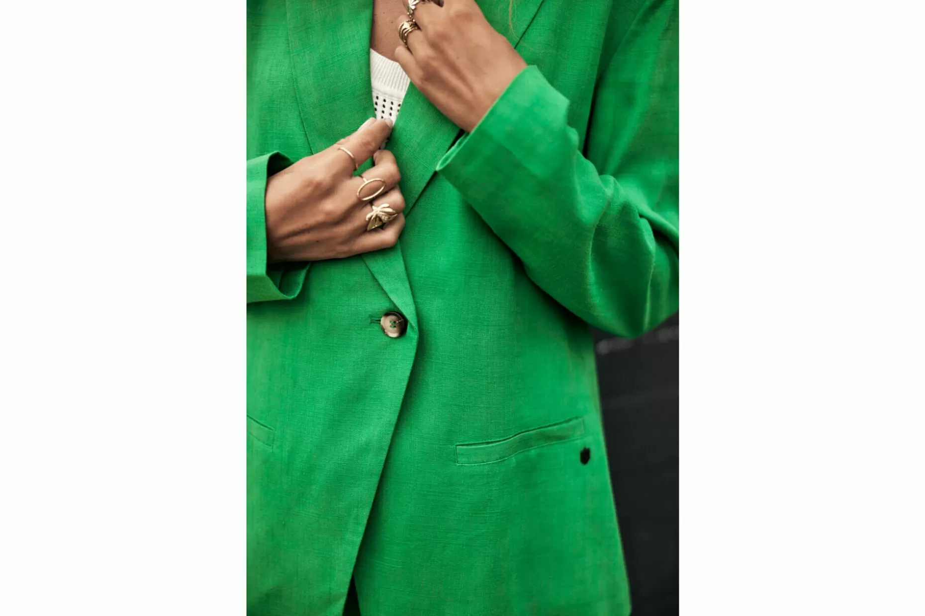 Freeman T Porter Bernie Plain Linen Oversize Blazer Woman, Jolly Green Discount