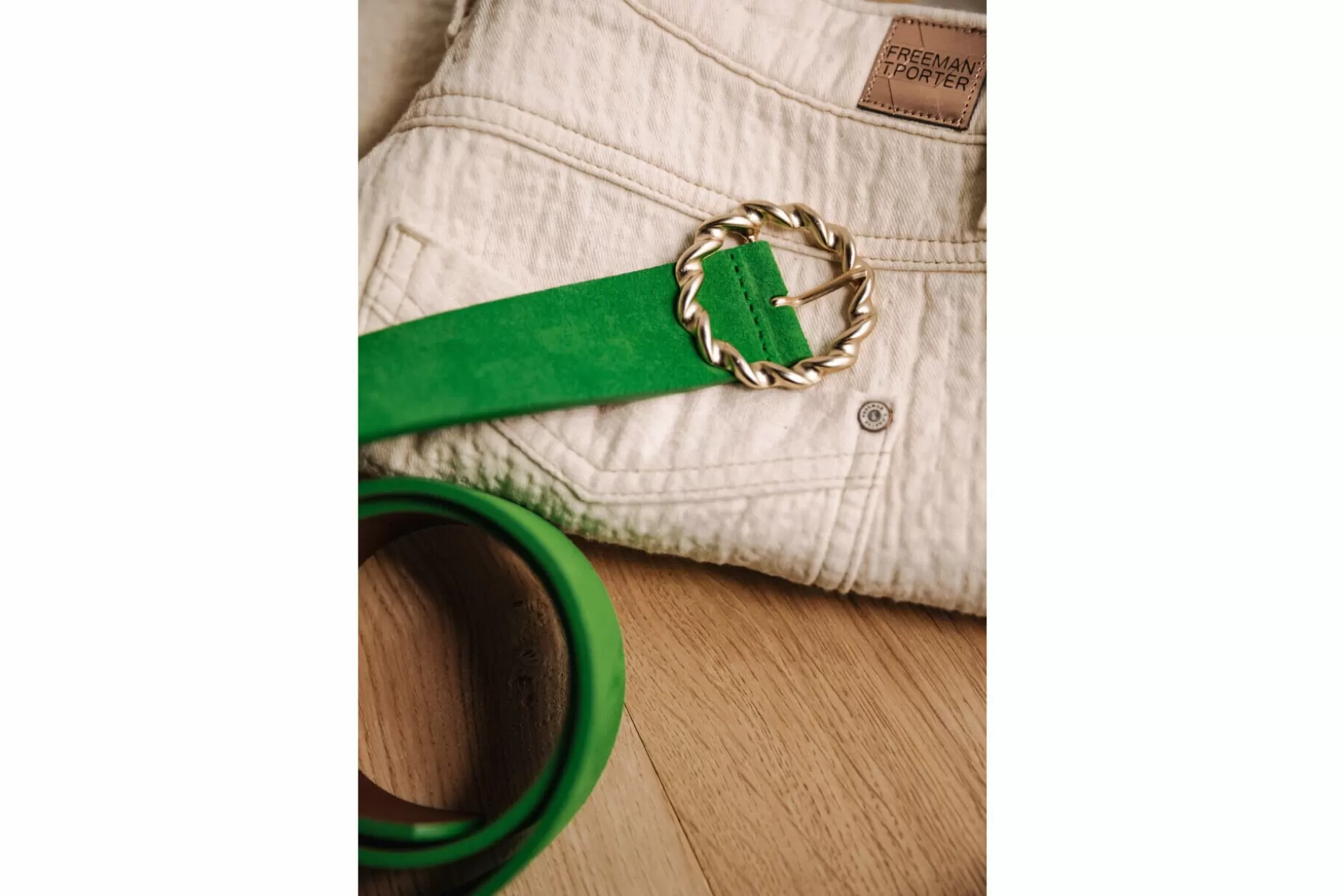 Freeman T Porter Bossa Leather Belt Woman, Green Hot