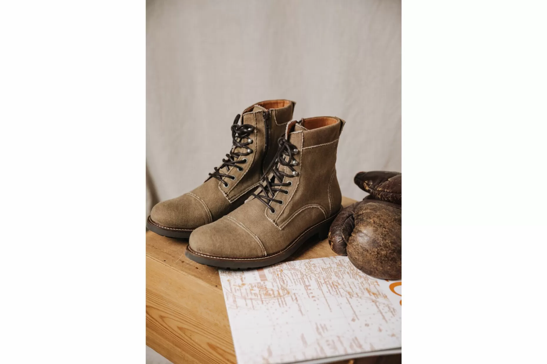 Freeman T Porter Bramy Canvas Leather Boots Man, Tobacco Brown Online