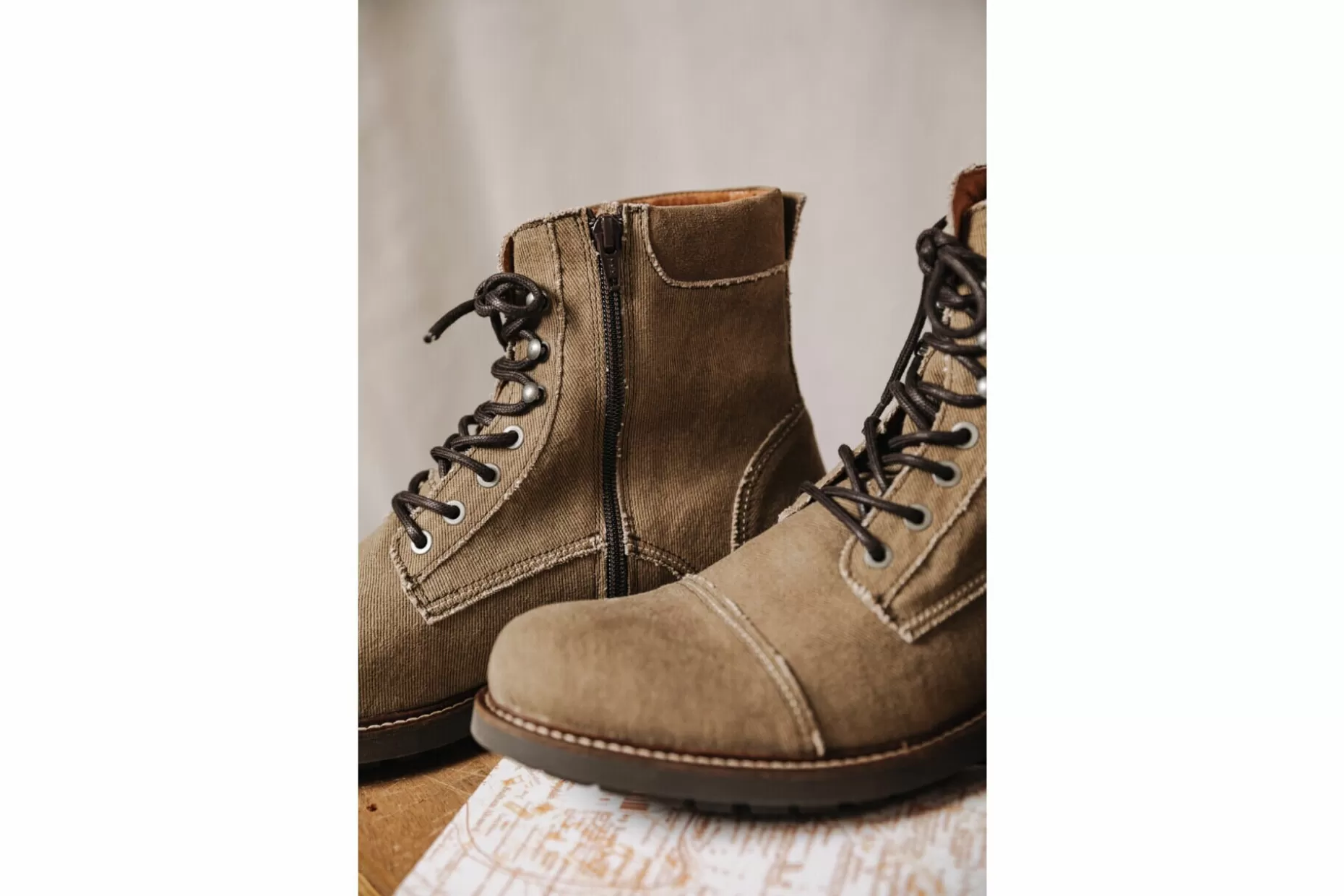 Freeman T Porter Bramy Canvas Leather Boots Man, Tobacco Brown Online
