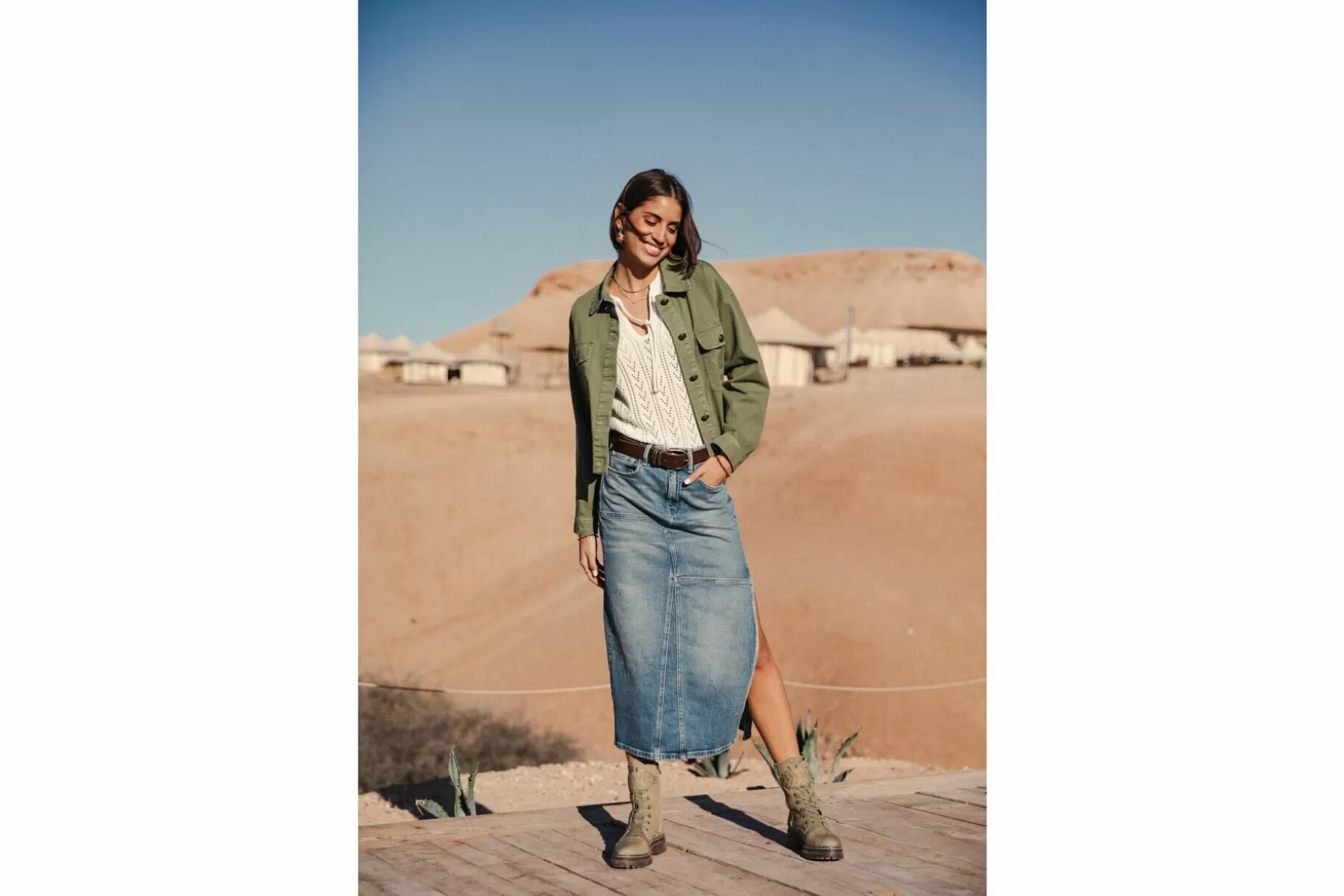 Freeman T Porter Carla Long Denim Skirt Woman, Pamplone Outlet