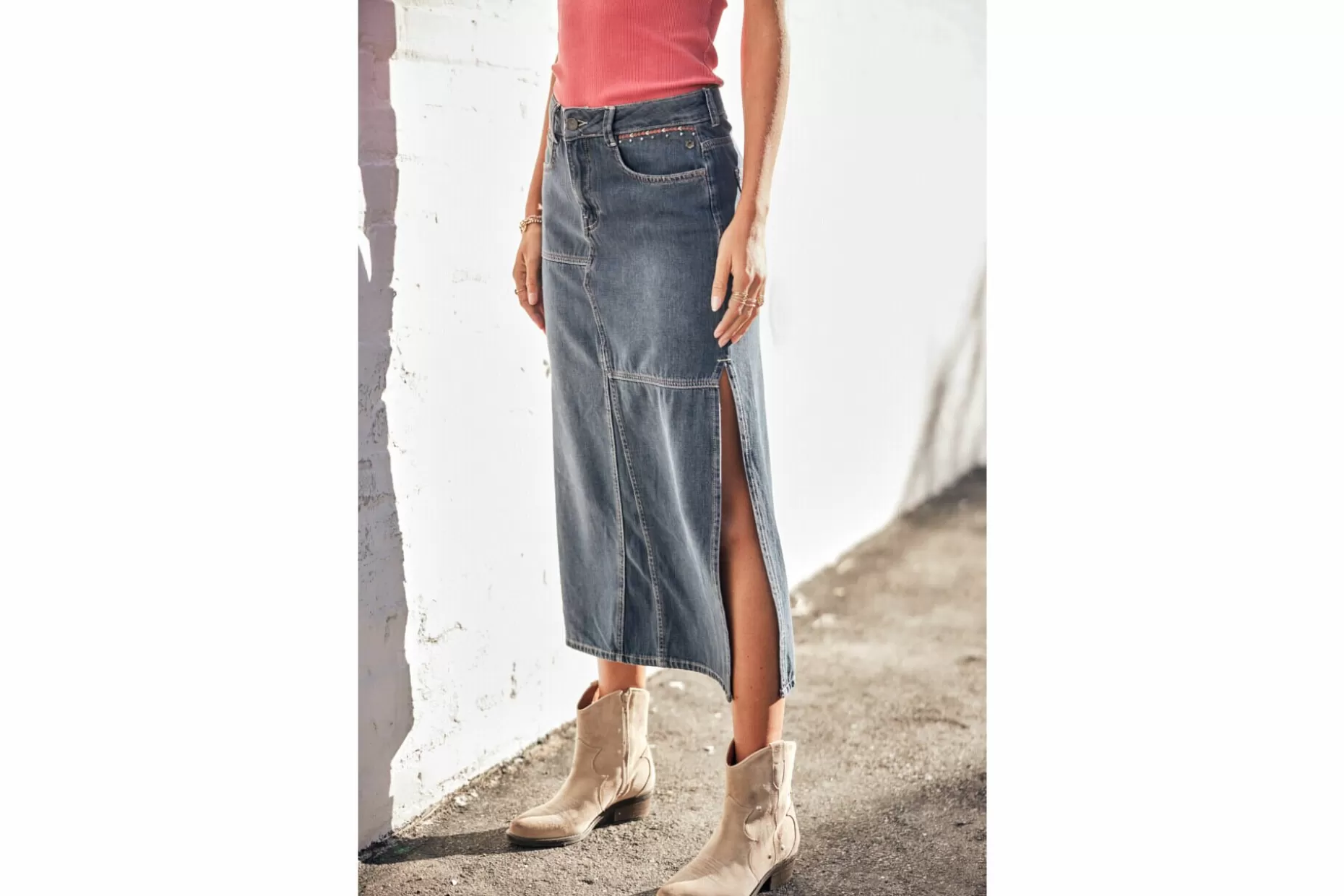 Freeman T Porter Carla Long Denim Skirt Woman, Muchas Best