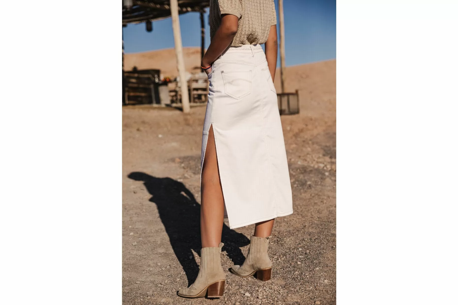 Freeman T Porter Carla Andalousia Long Denim Skirt Woman, Off White Outlet