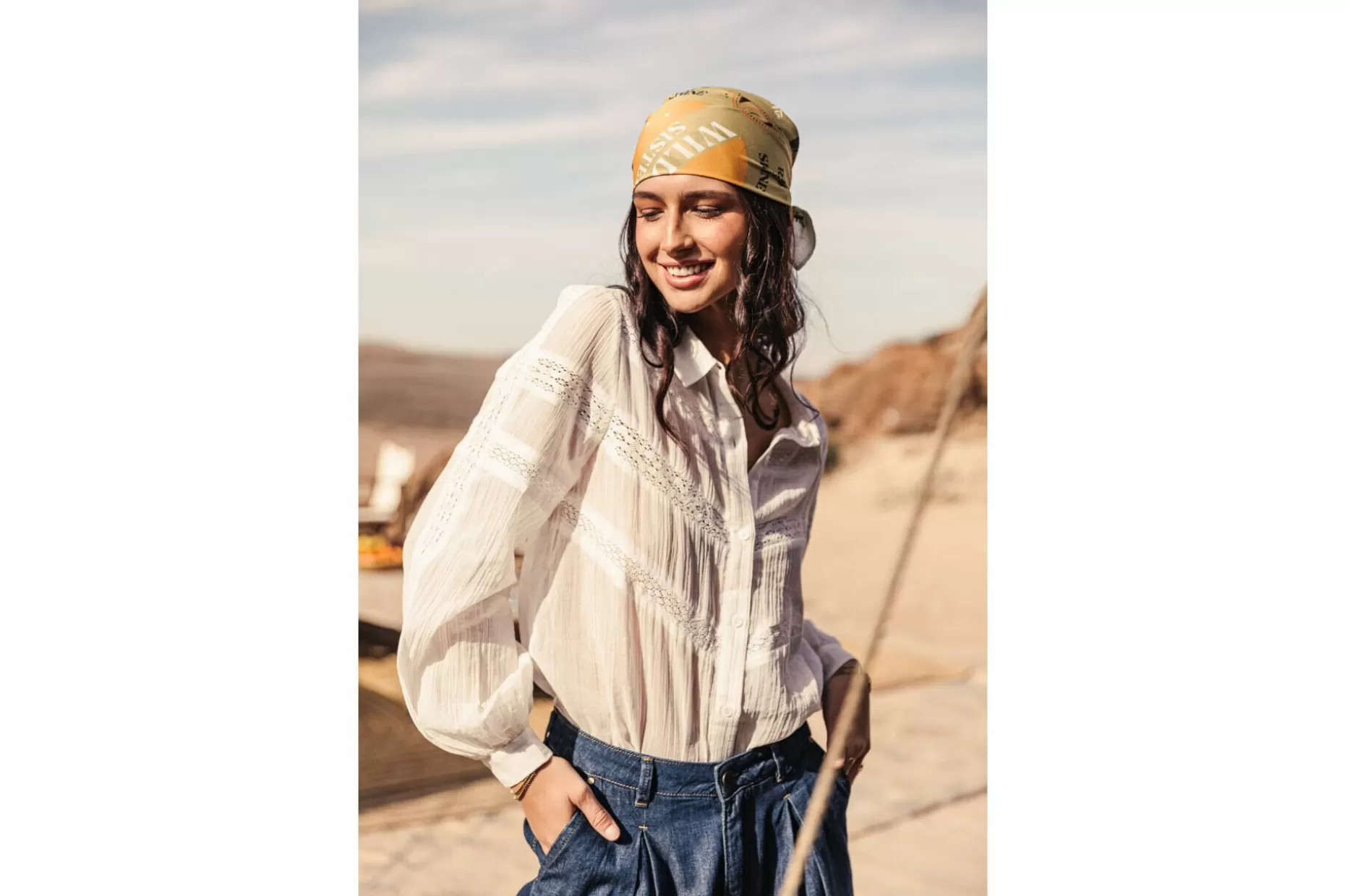 Freeman T Porter Carline Plain Color Pleated Shirt Woman, White Cheap