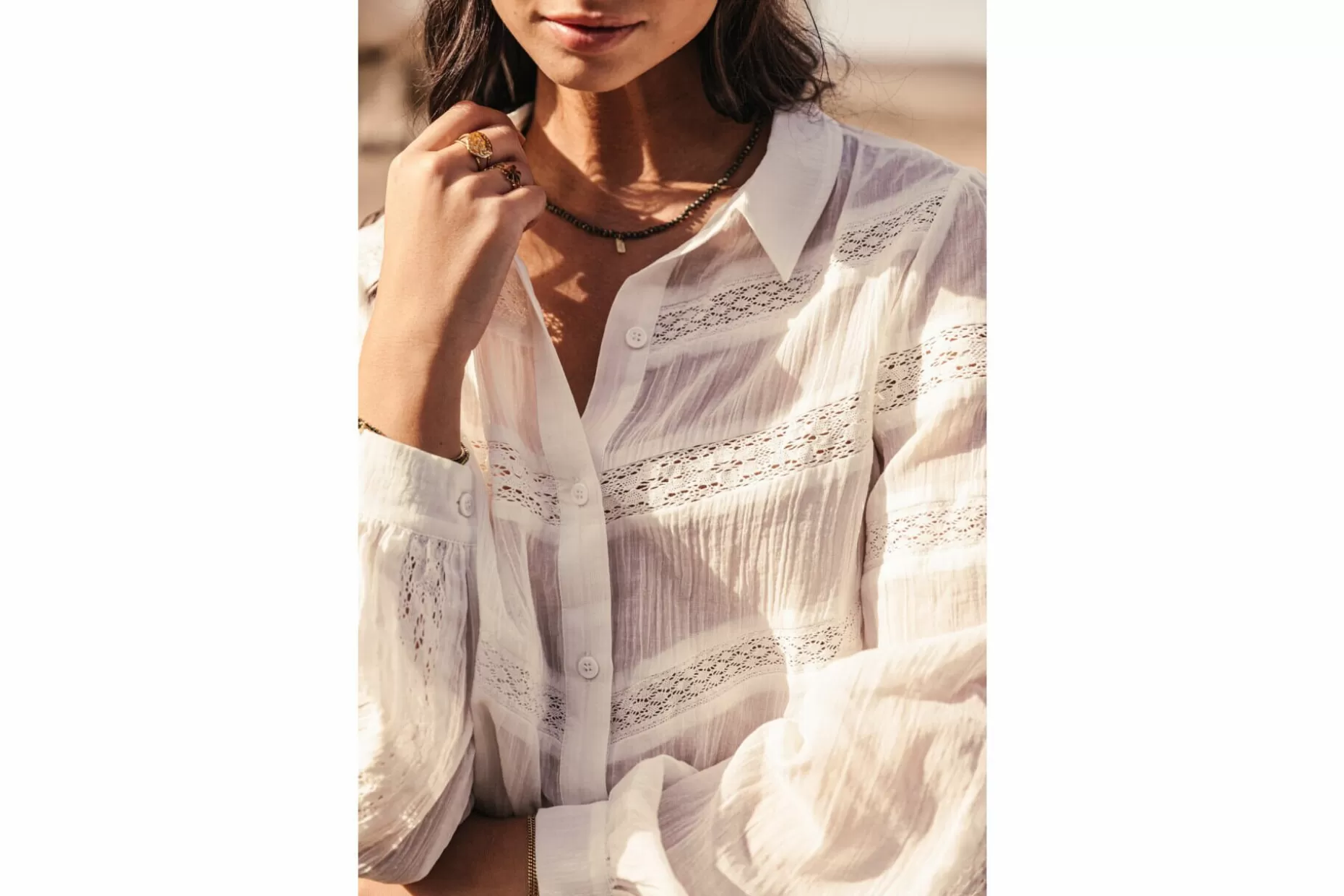 Freeman T Porter Carline Plain Color Pleated Shirt Woman, White Cheap