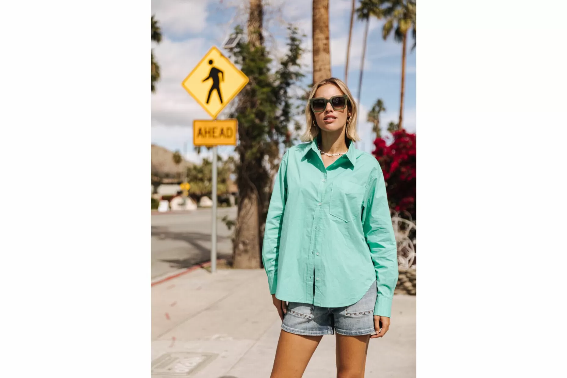 Freeman T Porter Chella Plain Color Cotton Shirt Pocket Woman, Billiard Cheap