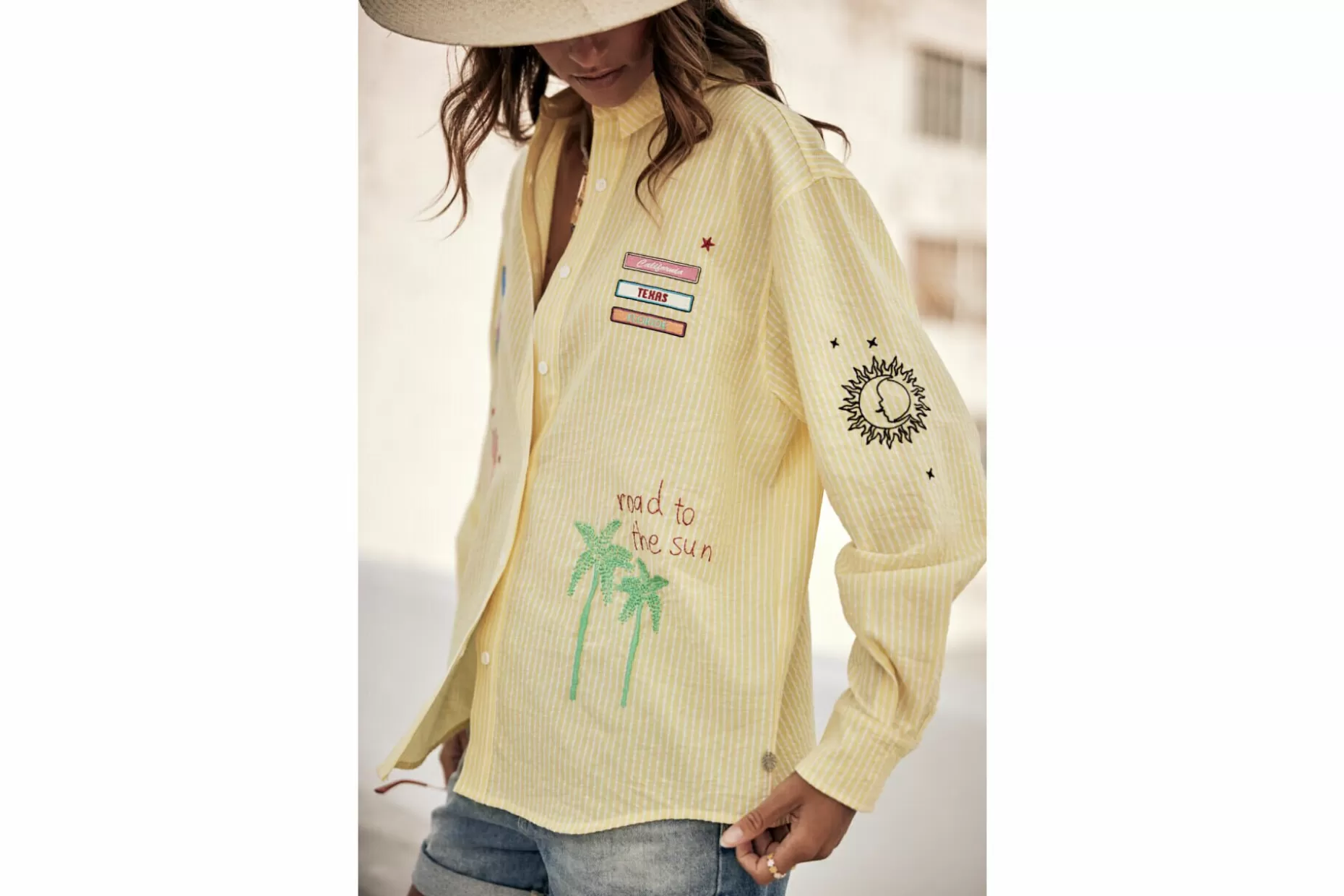 Freeman T Porter Chella Stripes Striped Shirt Pocket Woman, Lemon Online