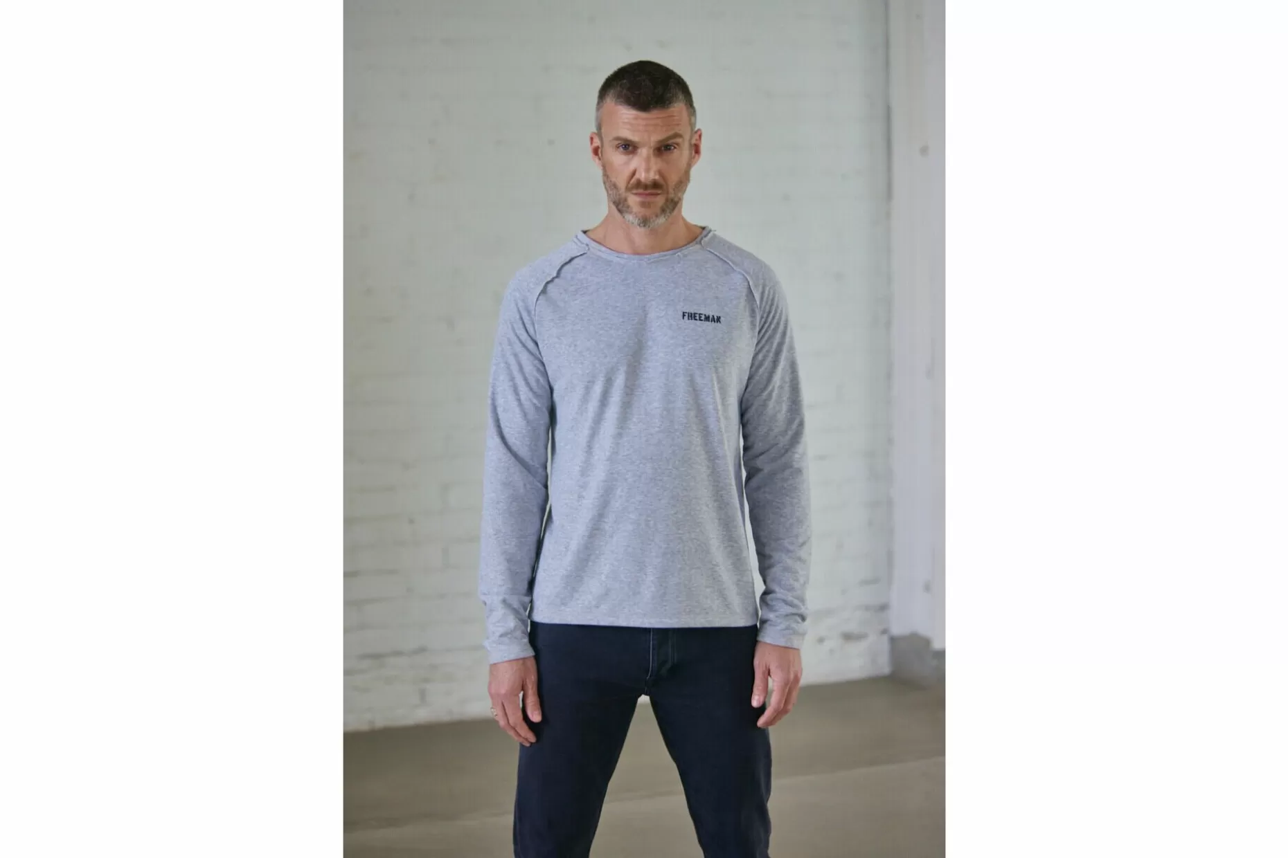 Freeman T Porter Christopher Salty Long Sleeve T-Shirt Man, Grey-Melange Fashion