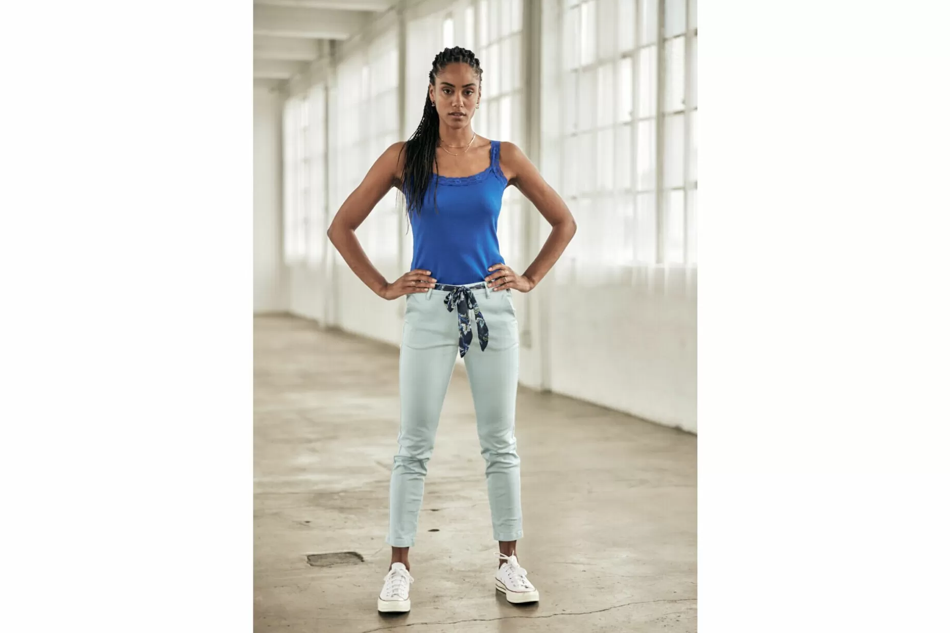 Freeman T Porter Claudia Felicita Chino Pants Woman, Cool Blue Cheap