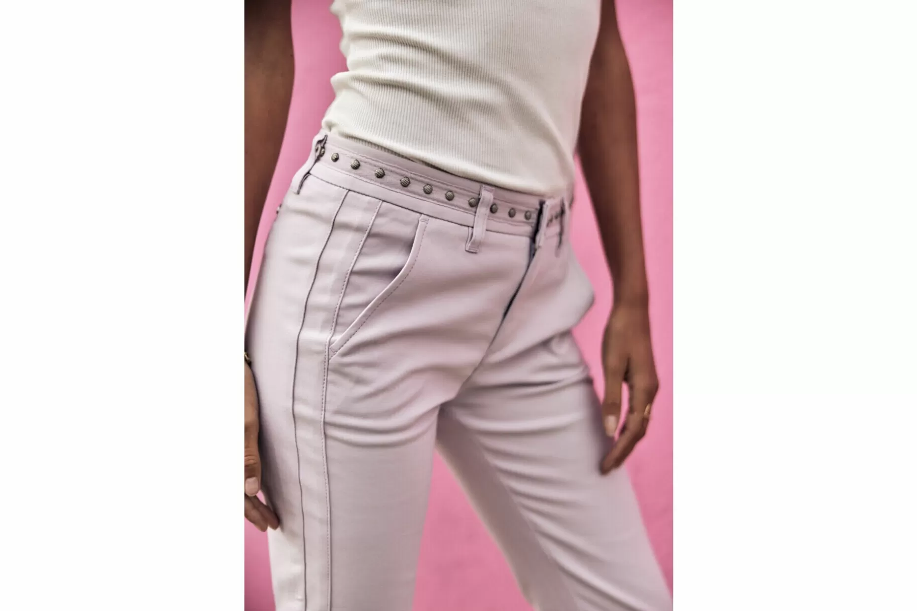 Freeman T Porter Claudia Polyneo Cropped Pants Woman, Lilac Shop