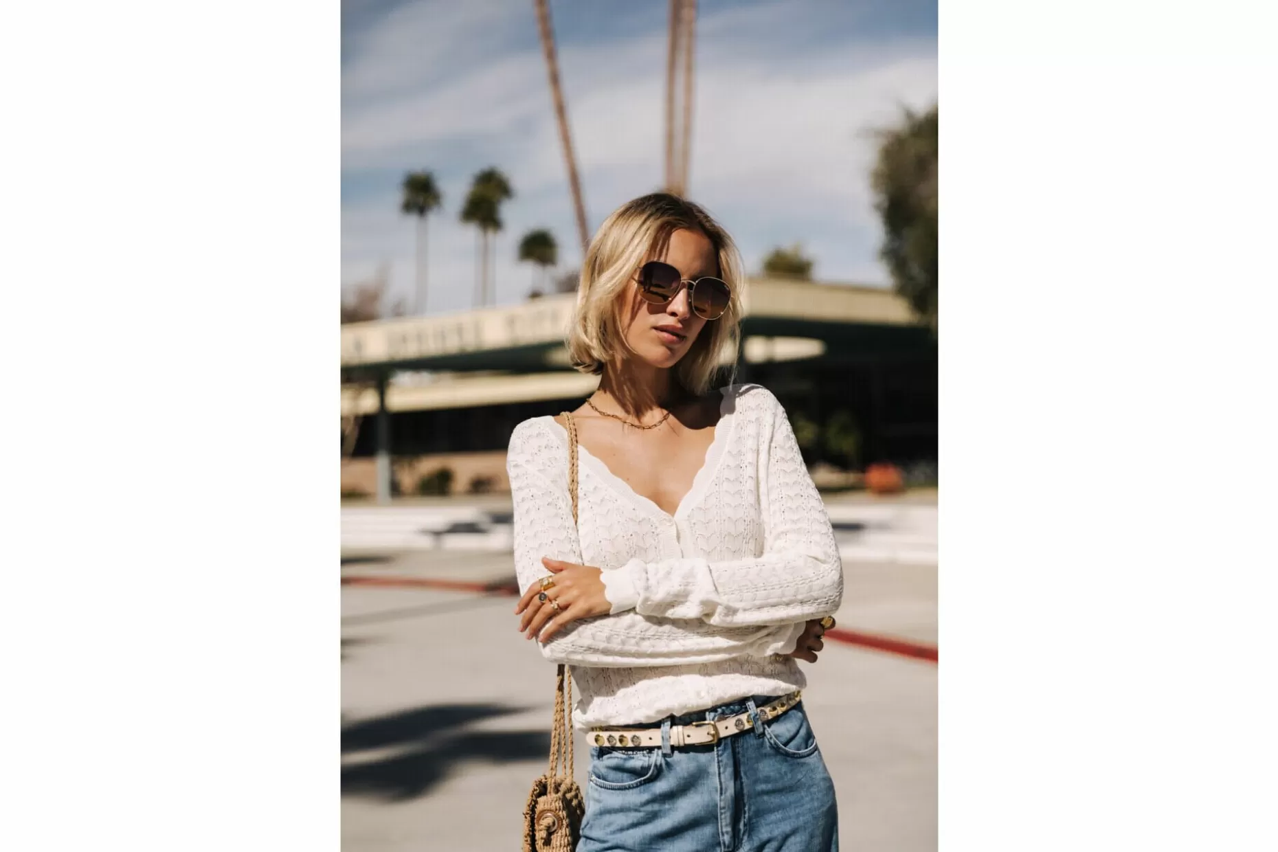 Freeman T Porter Cleonie Long-Sleeve Cardigan Woman, White Hot