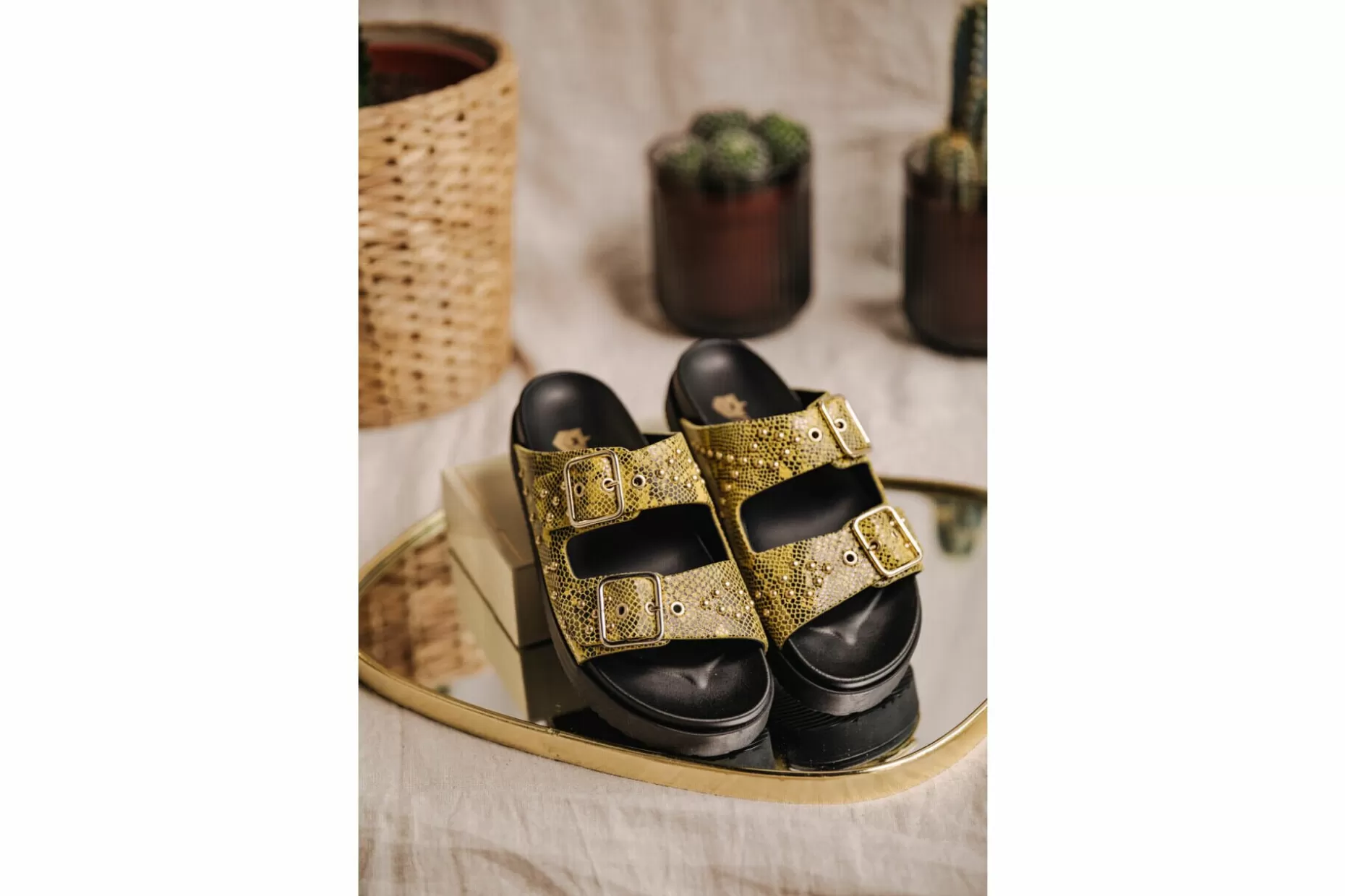 Freeman T Porter Conny Leather Sandals Woman, Yellow Discount