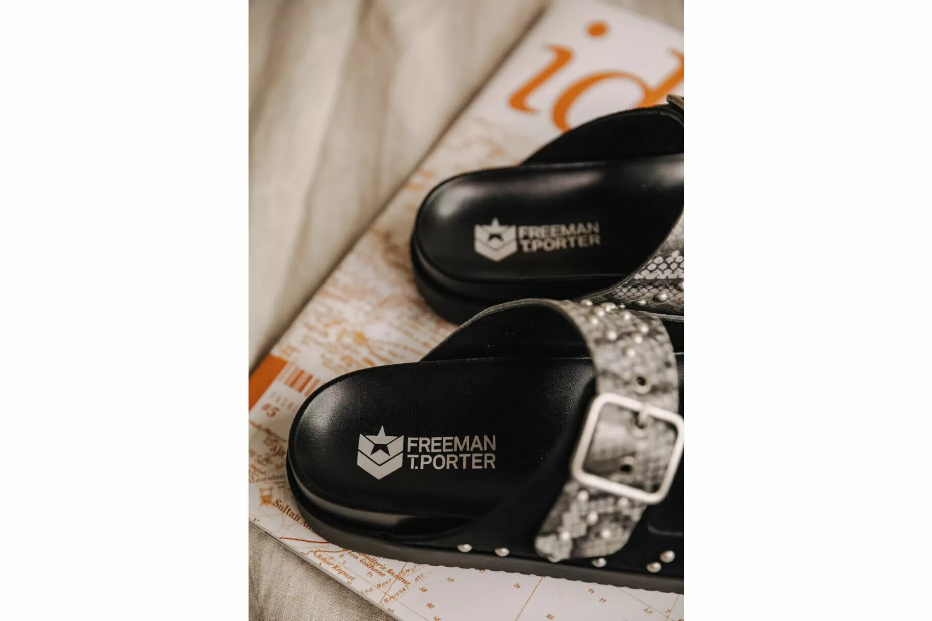 Freeman T Porter Conny Snake Leather Sandals Woman, Black Online