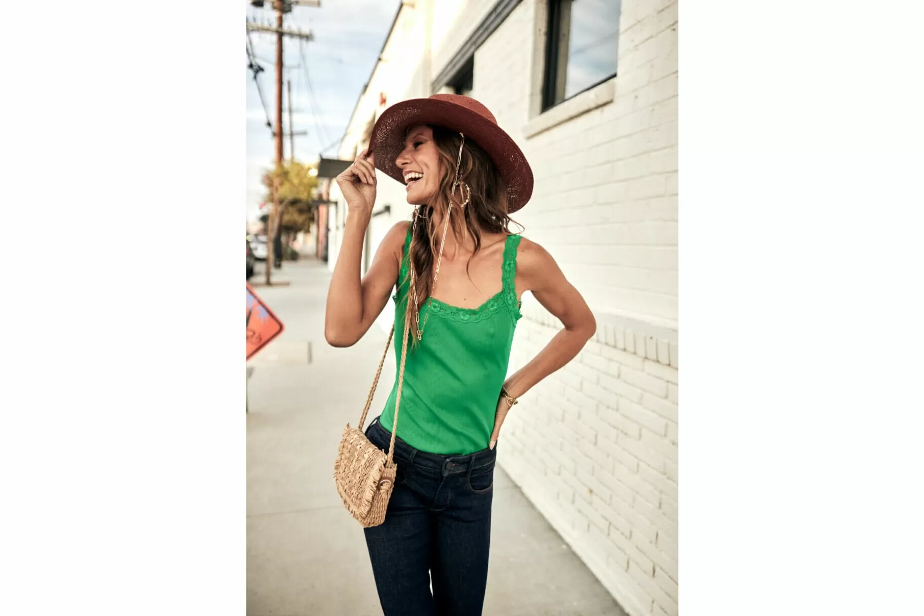 Freeman T Porter Dansy Rib Slim Tank Top Woman, Jolly Green Discount