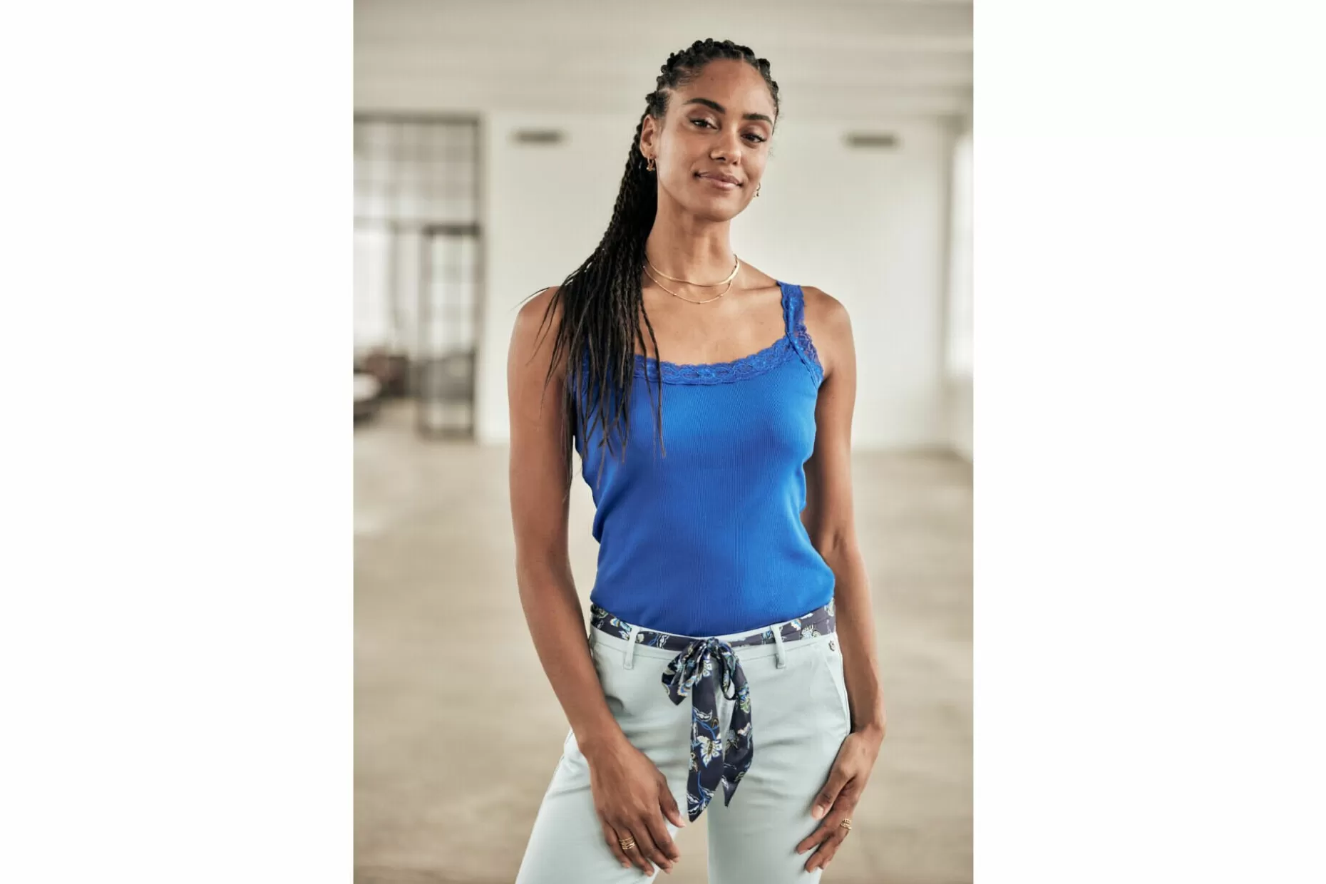 Freeman T Porter Dansy Rib Slim Tank Top Woman, Princess Blue Online