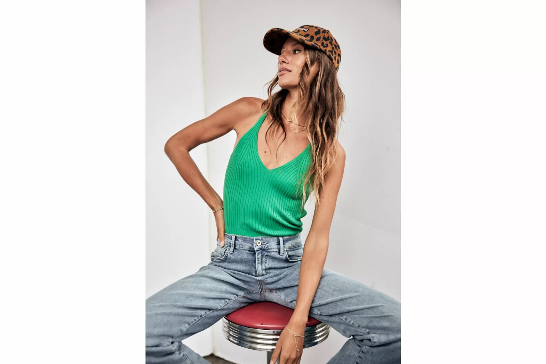 Freeman T Porter Dolli Rib Slim-Fit Tank Top Woman, Emerald Sale