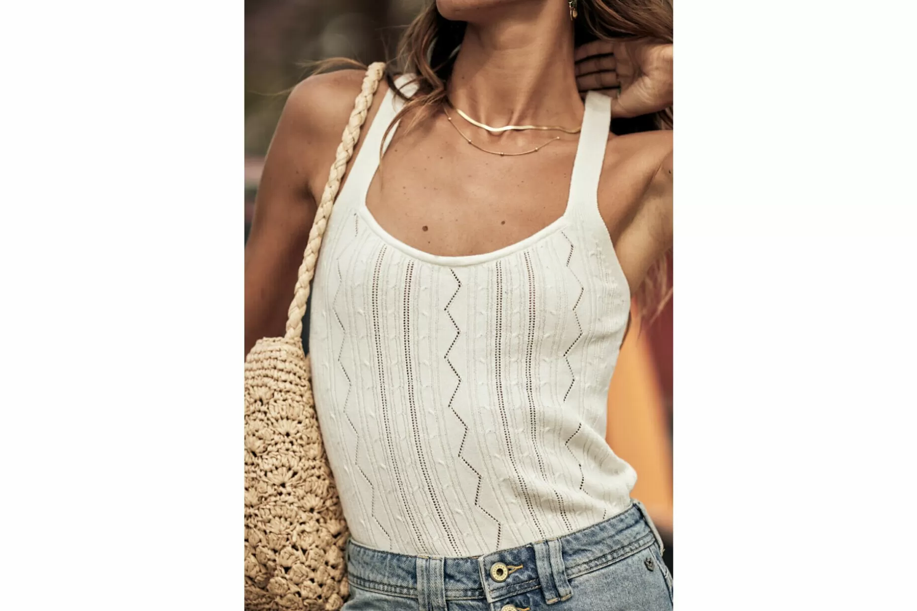 Freeman T Porter Dolores Straight Tank Top Woman, White Flash Sale