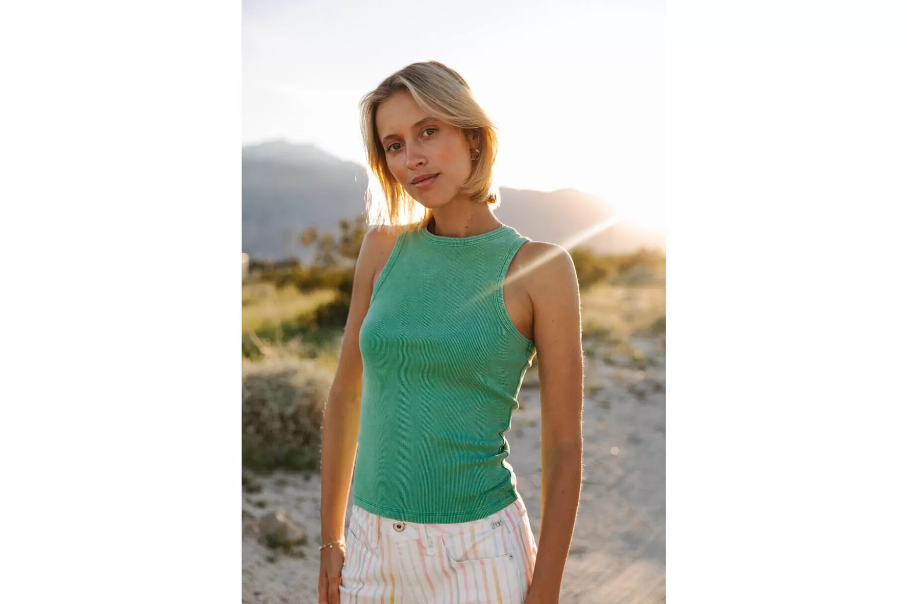 Freeman T Porter Doriane Rib Slim Tank Top Woman, Jolly Green Online