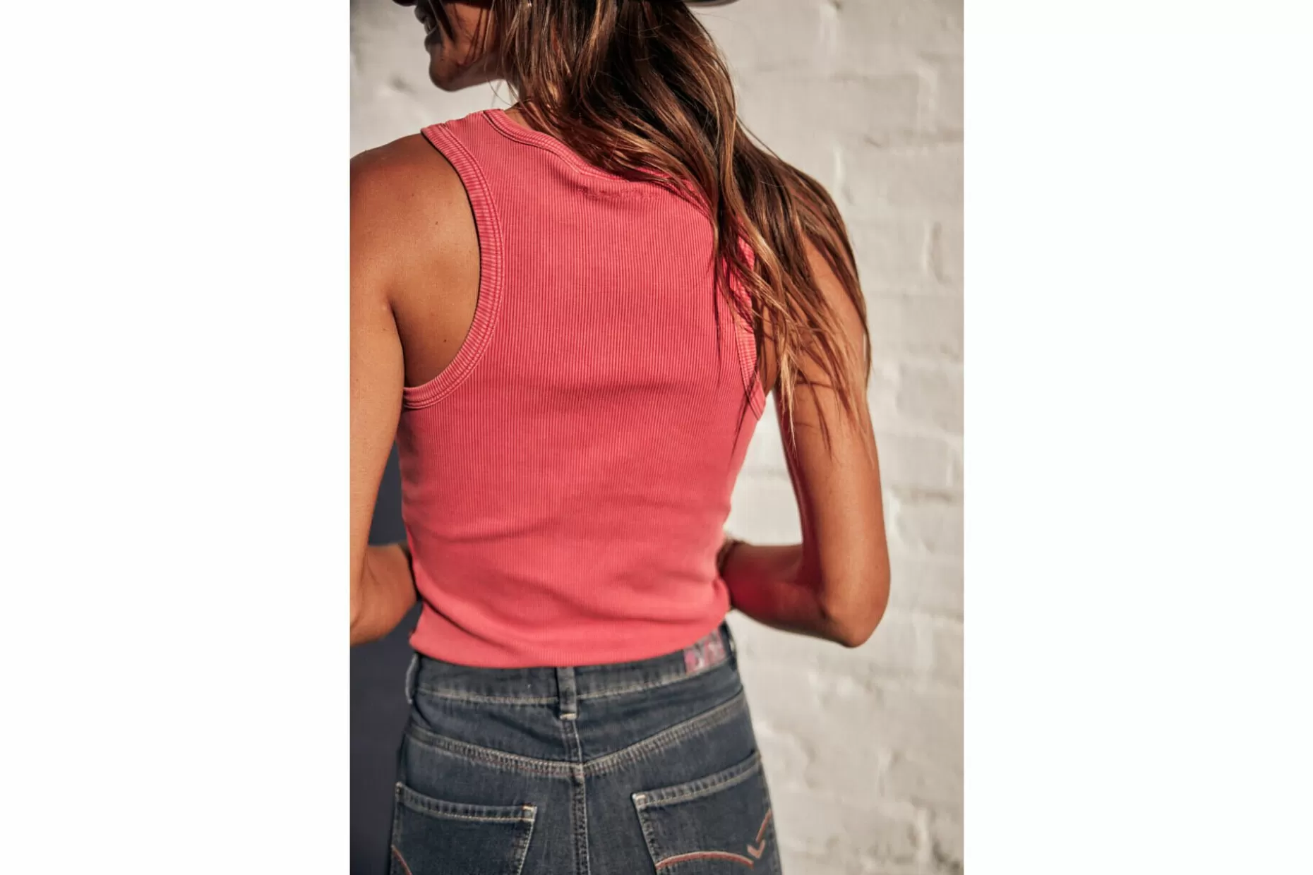 Freeman T Porter Doriane Rib Slim Tank Top Woman, Salsa Cheap