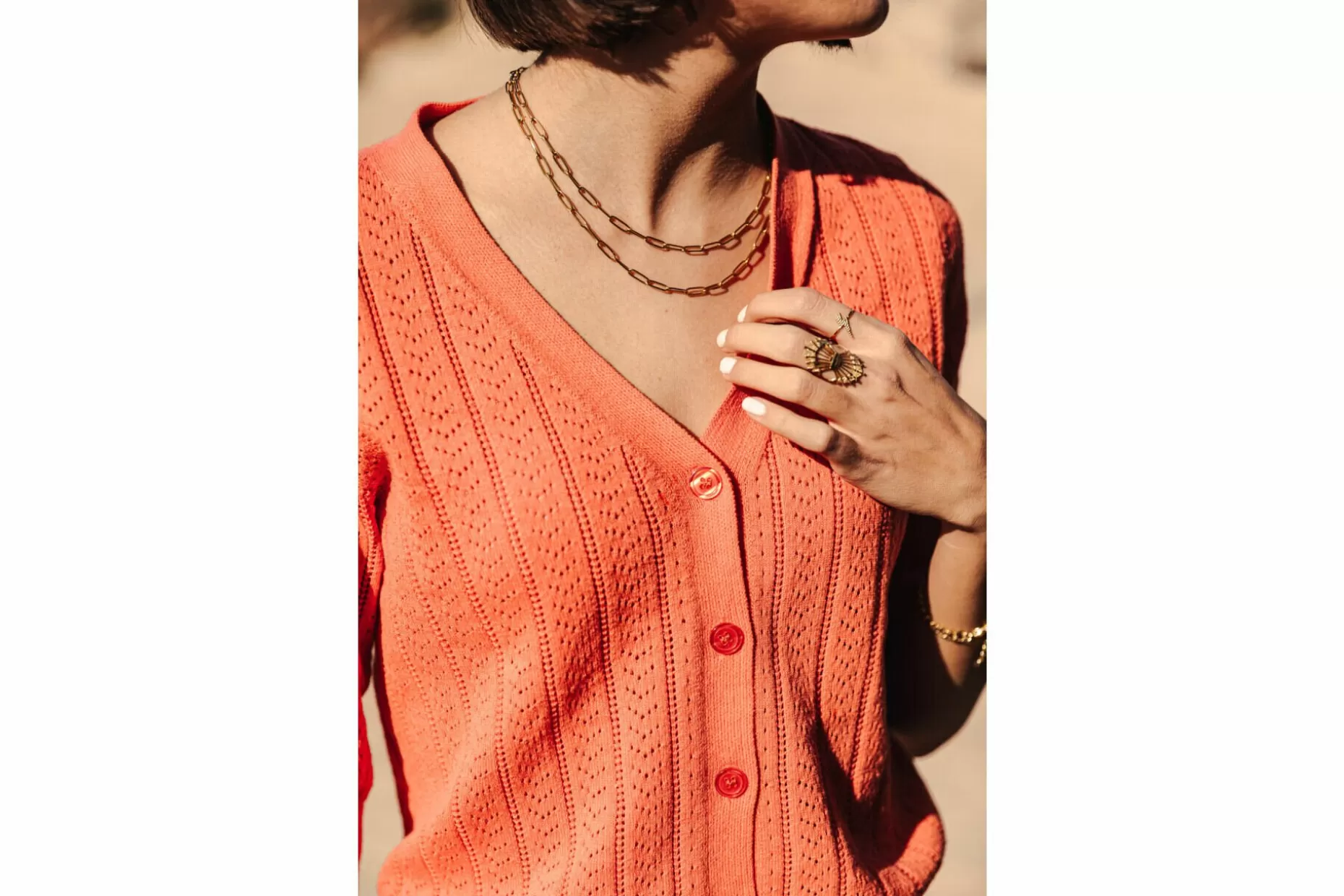 Freeman T Porter Galice Pointelle Short Cardigan Woman, Flamingo Pink Sale