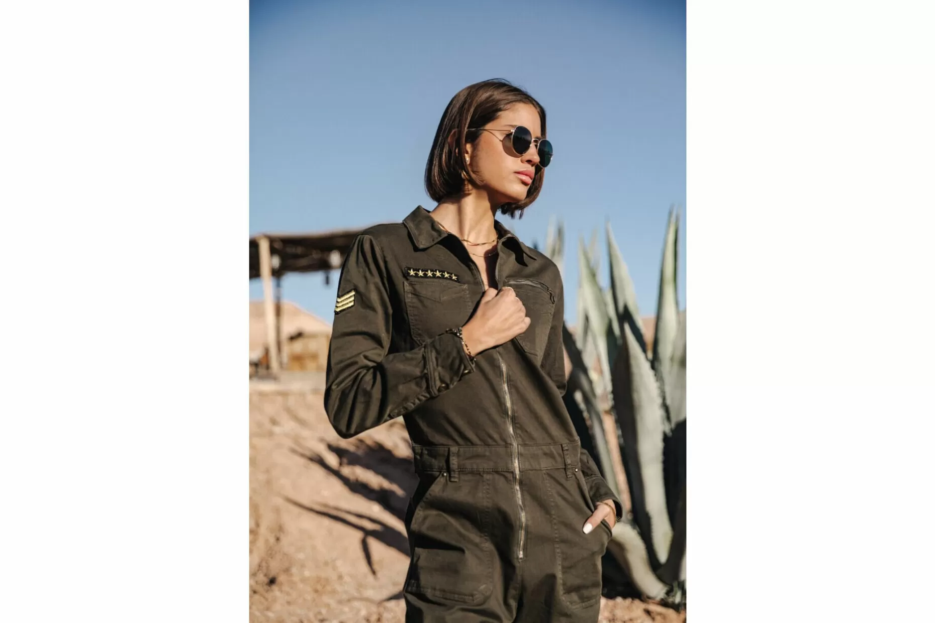 Freeman T Porter Garance Bootcamp Long Sleeve Jumpsuit Woman, Rosin Clearance