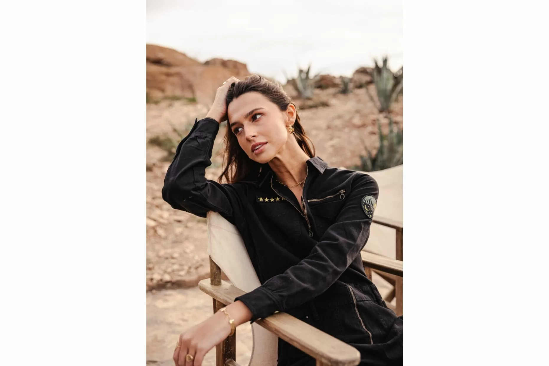 Freeman T Porter Garance Bootcamp Long Sleeve Jumpsuit Woman, Black Outlet