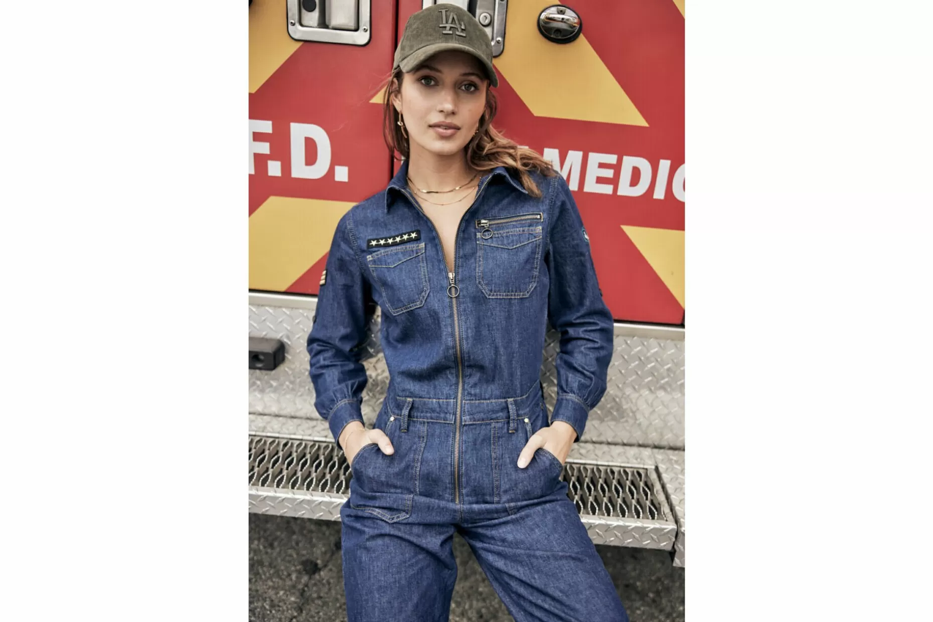 Freeman T Porter Garance Denim Long Sleeve Jumpsuit Woman, Manzana Dark Online