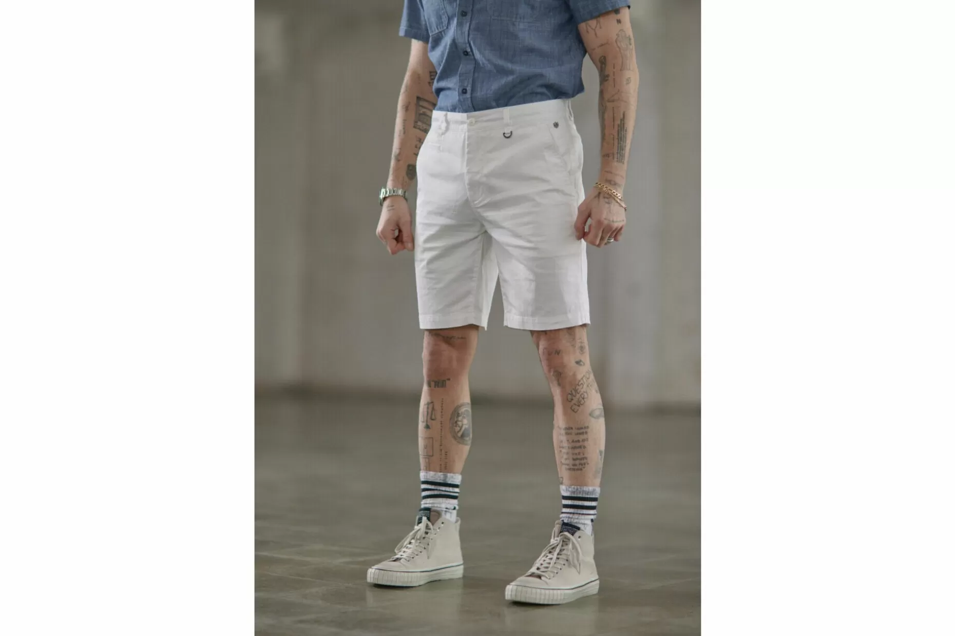 Freeman T Porter Gino Short Spike Slim Chino Shorts Man, Bright White New