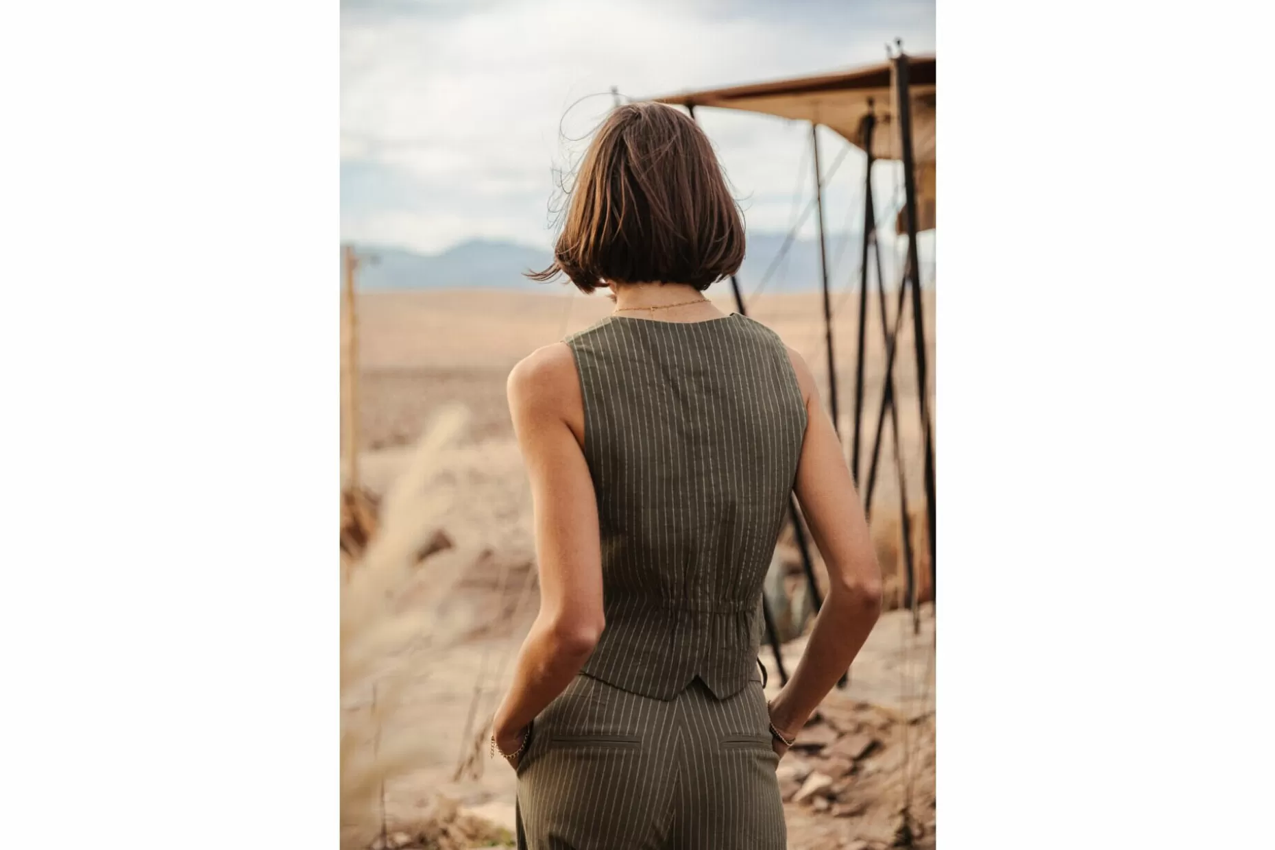 Freeman T Porter Gladys Corsaire Striped Suit Vest Woman, Olivine Cheap