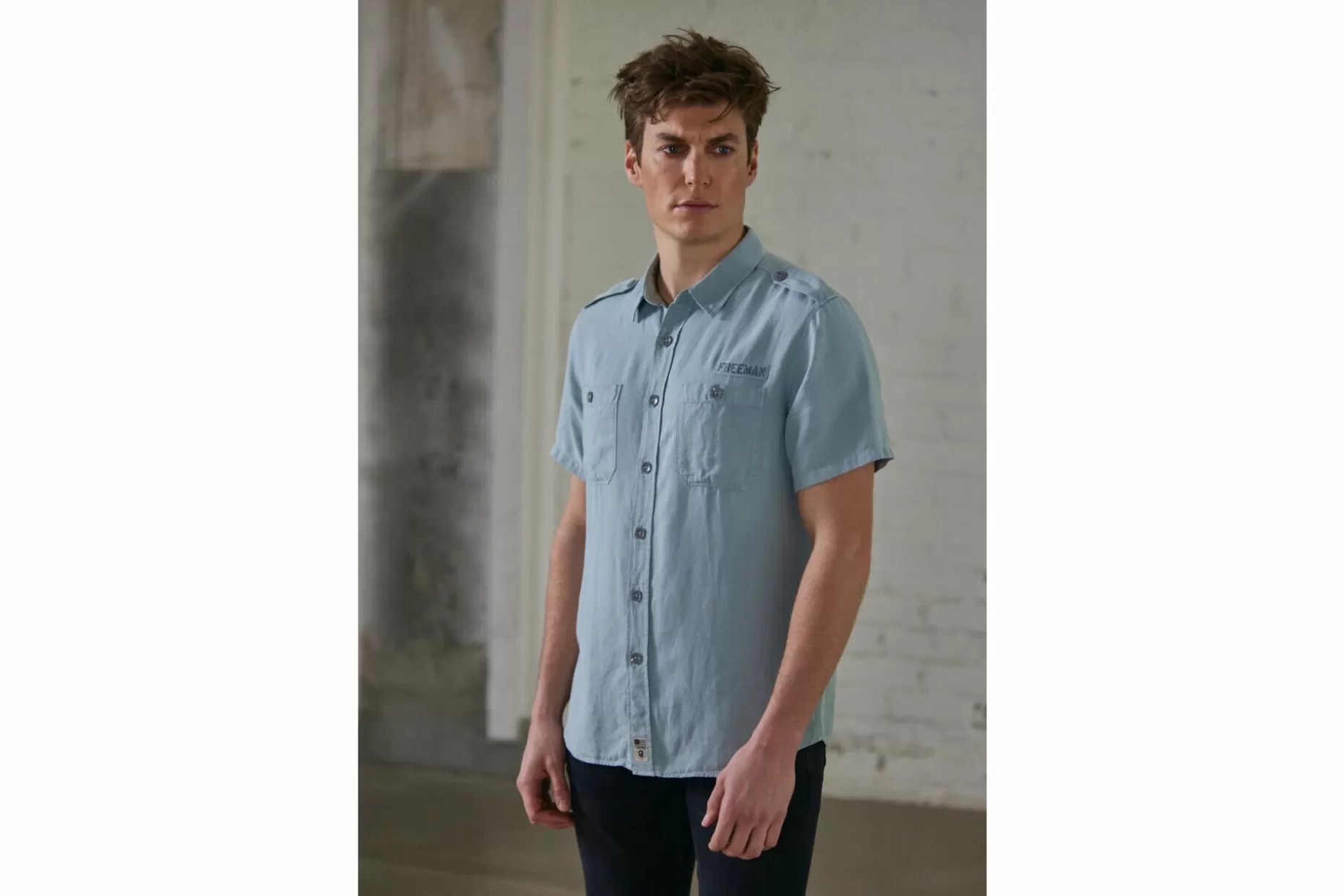 Freeman T Porter Glenn Cosy Short Sleeve Shirt Man, Abyss Flash Sale