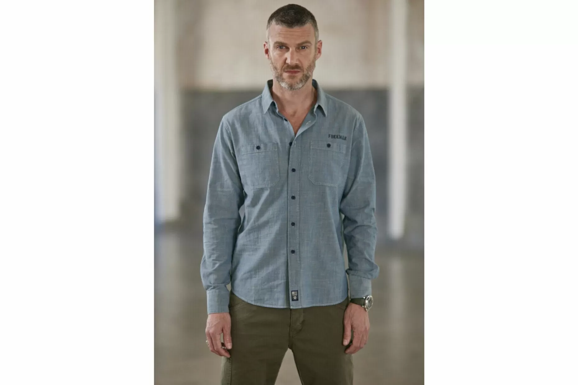 Freeman T Porter Glenn Ml Denim Long Sleeve Shirt Man, Shoal Dirty Best