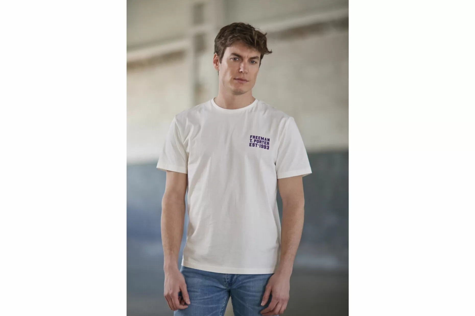 Freeman T Porter Ivander Chill Short Sleeve T-Shirt Man, Egret Best Sale
