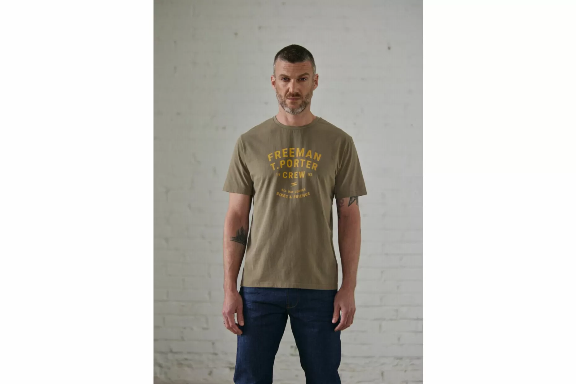 Freeman T Porter Ivander Crew Short Sleeve T-Shirt Man, Deep Lichen Green Cheap