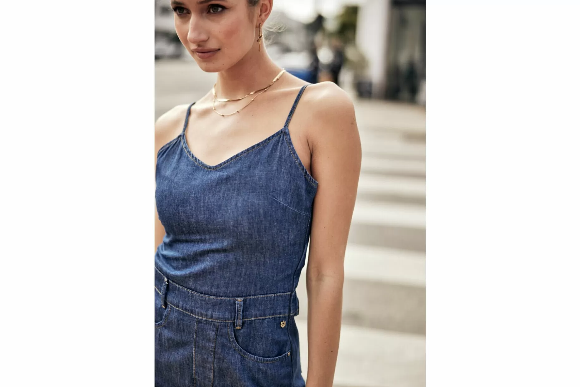 Freeman T Porter Jaina Denim Long Denim Dress Woman, Manzana Dark Best Sale