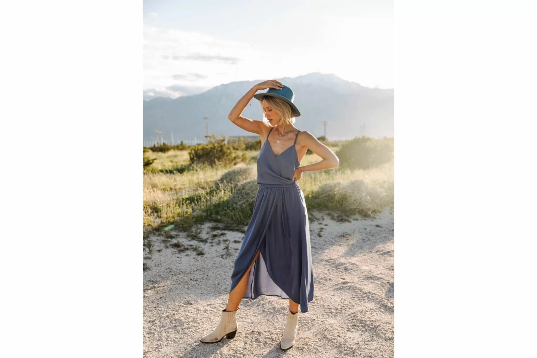 Freeman T Porter Jamily Plain Long Asymmetrical Skirt Woman, Vintage Blue New