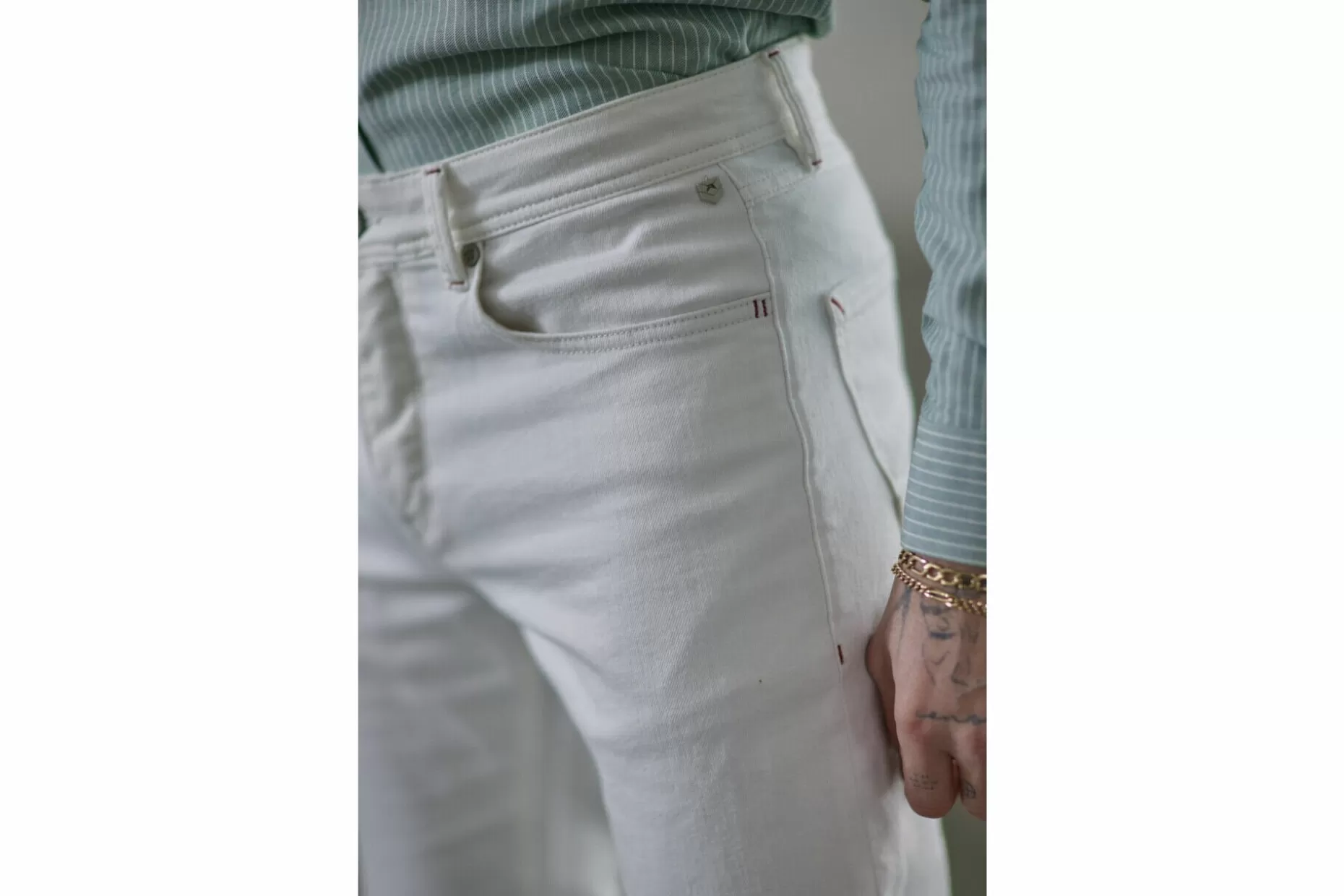 Freeman T Porter Jimmy Andalousia Straight-Fitting Jeans Man, Off White New