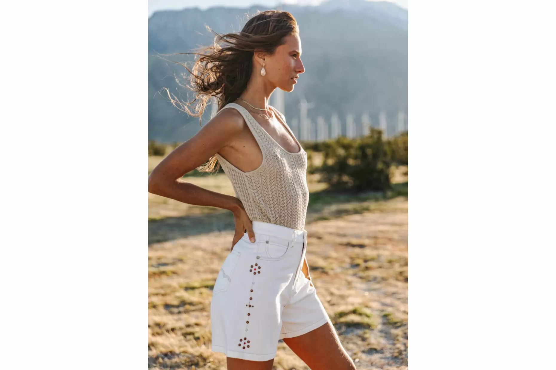 Freeman T Porter Judy Andalousia Wide-Leg Shorts Woman, Off White Flash Sale