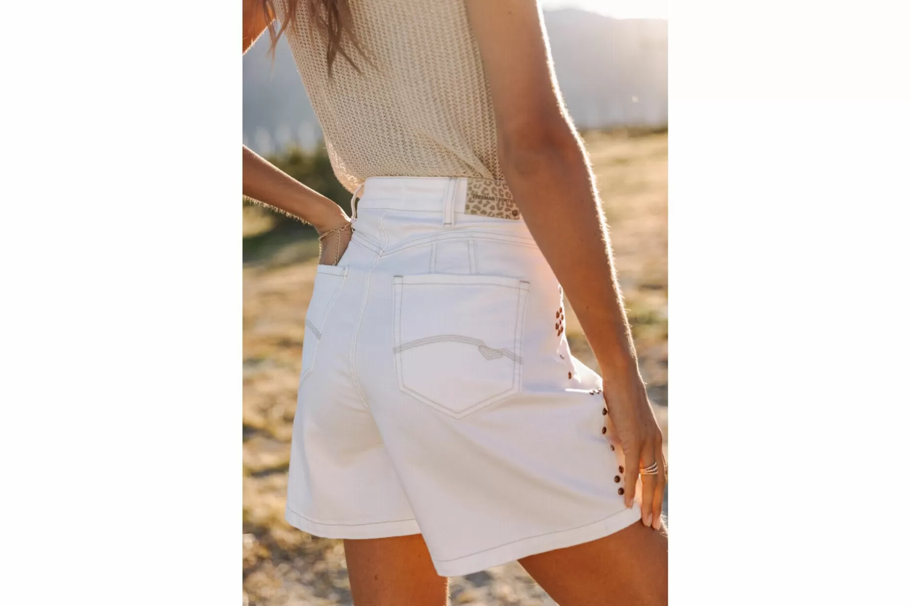 Freeman T Porter Judy Andalousia Wide-Leg Shorts Woman, Off White Flash Sale